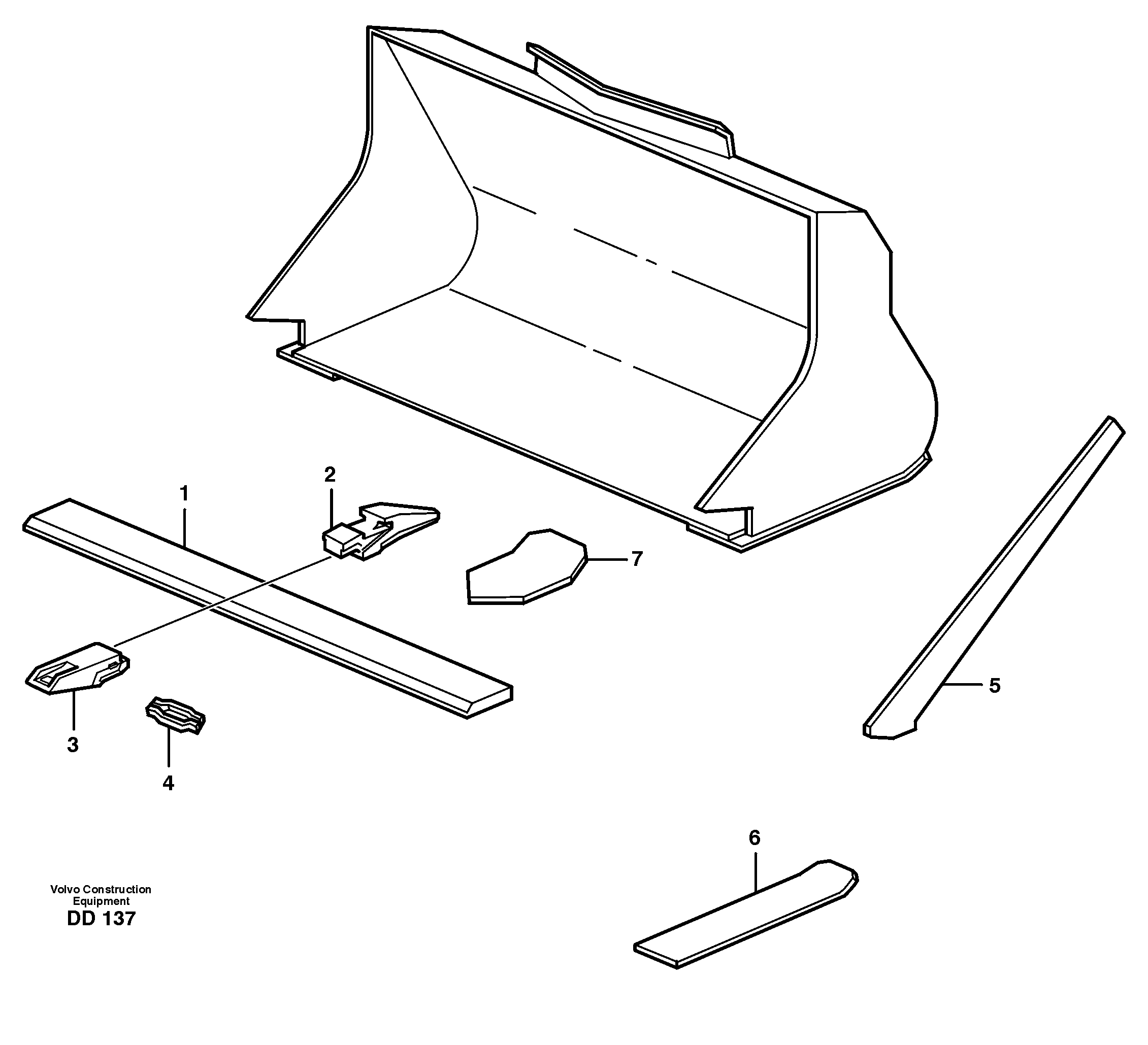 Bucket, straight with teeth EL70, EL70C — volvo parts diagram