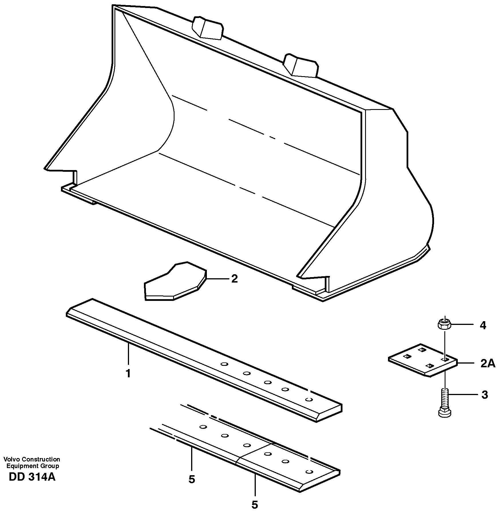 Bucket, straight lip without teeth L330C, L330D, L330E — volvo parts diagram