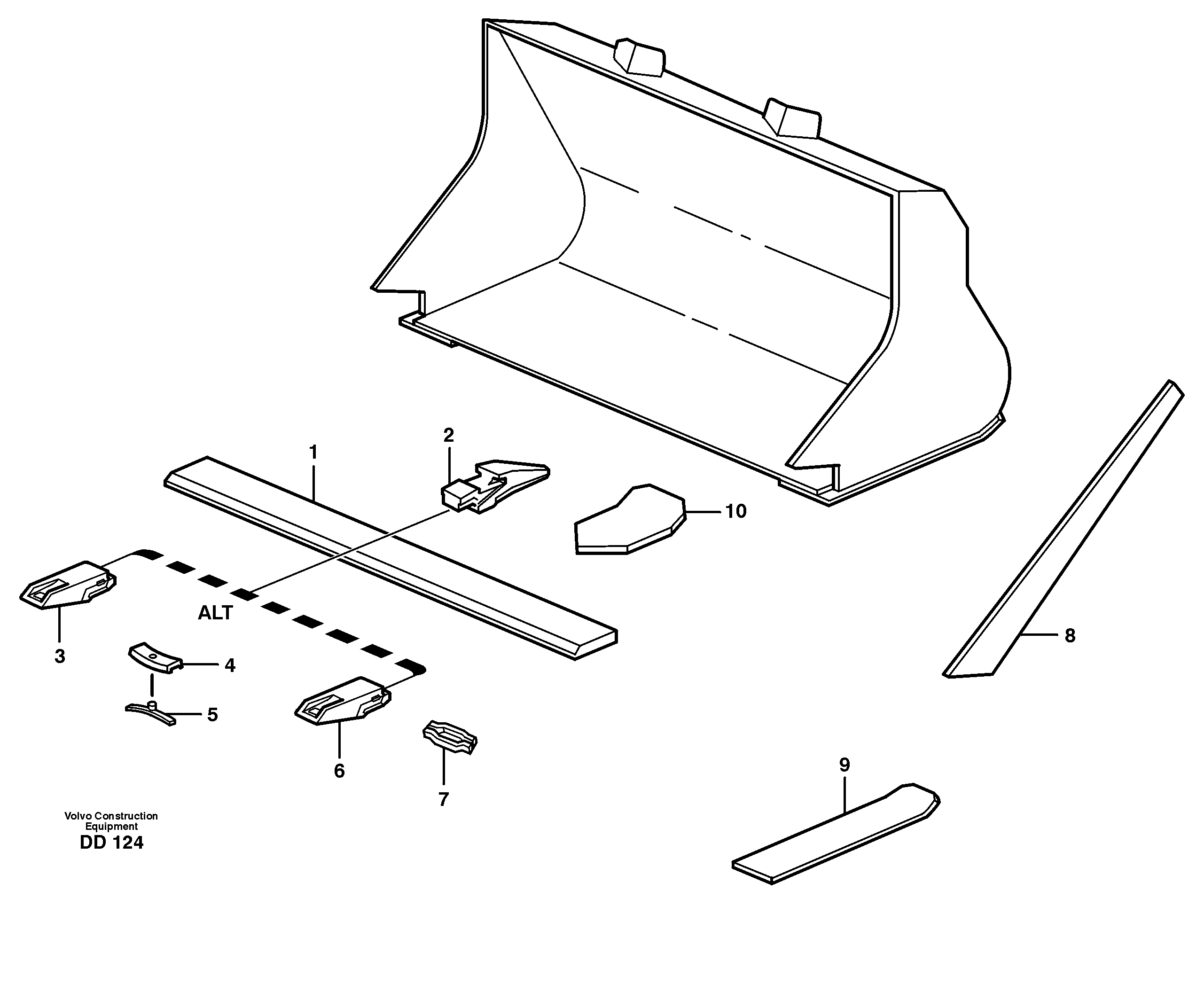 Bucket, straight with teeth L120, L120B — volvo parts diagram