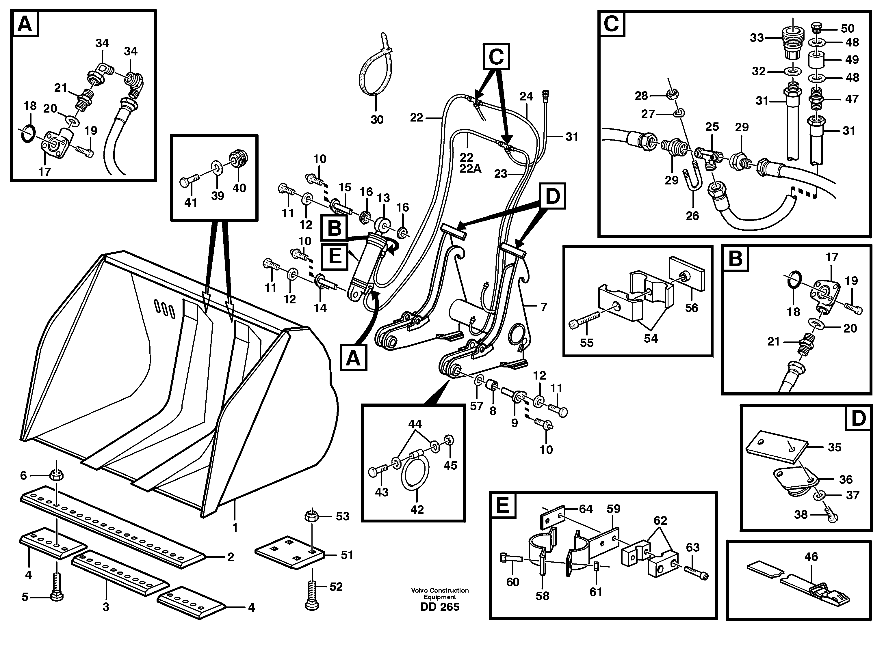 High-tipping bucket L180, L180C, L180D — volvo parts diagram