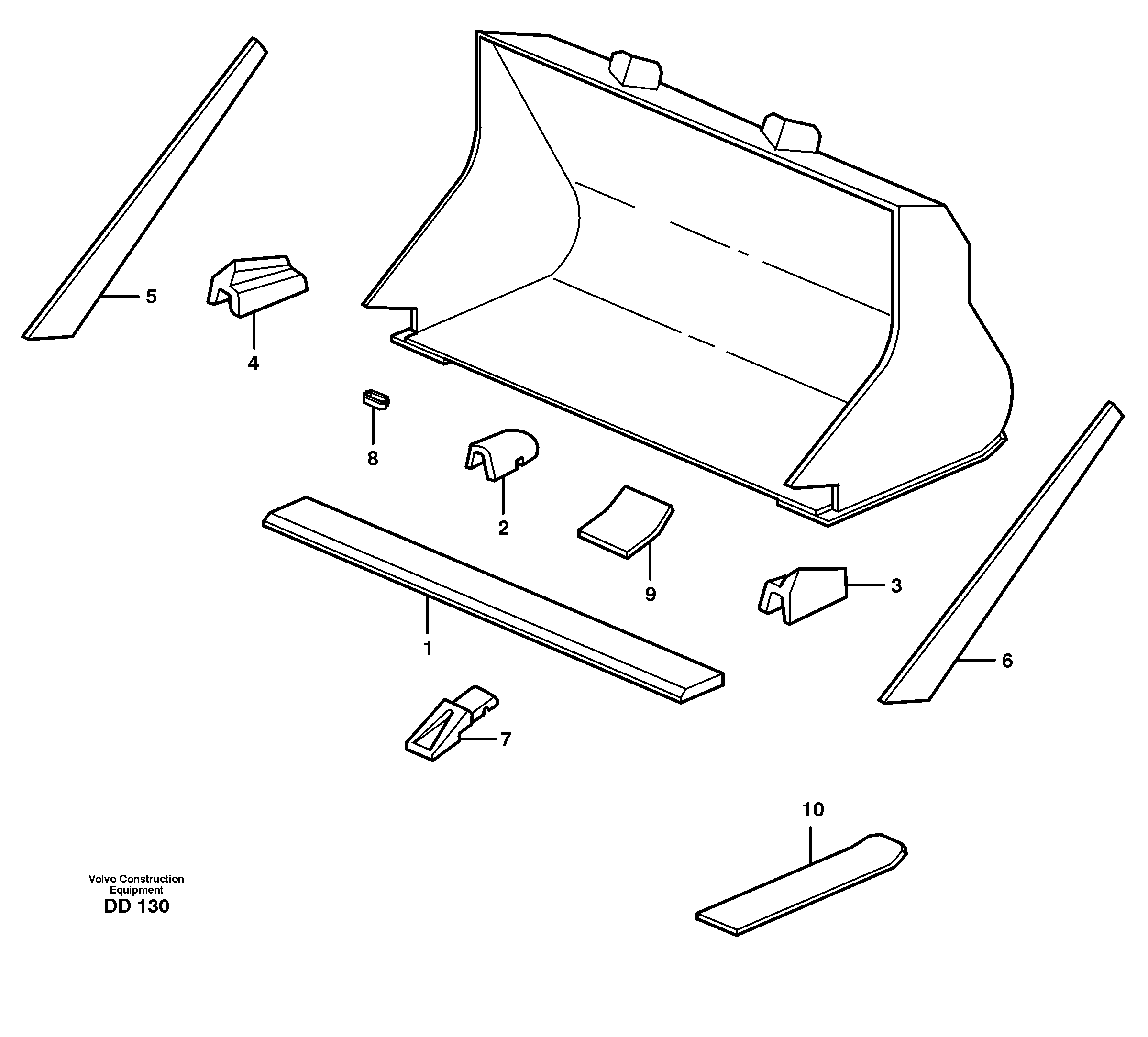 Bucket, straight with teeth L160 — volvo parts diagram