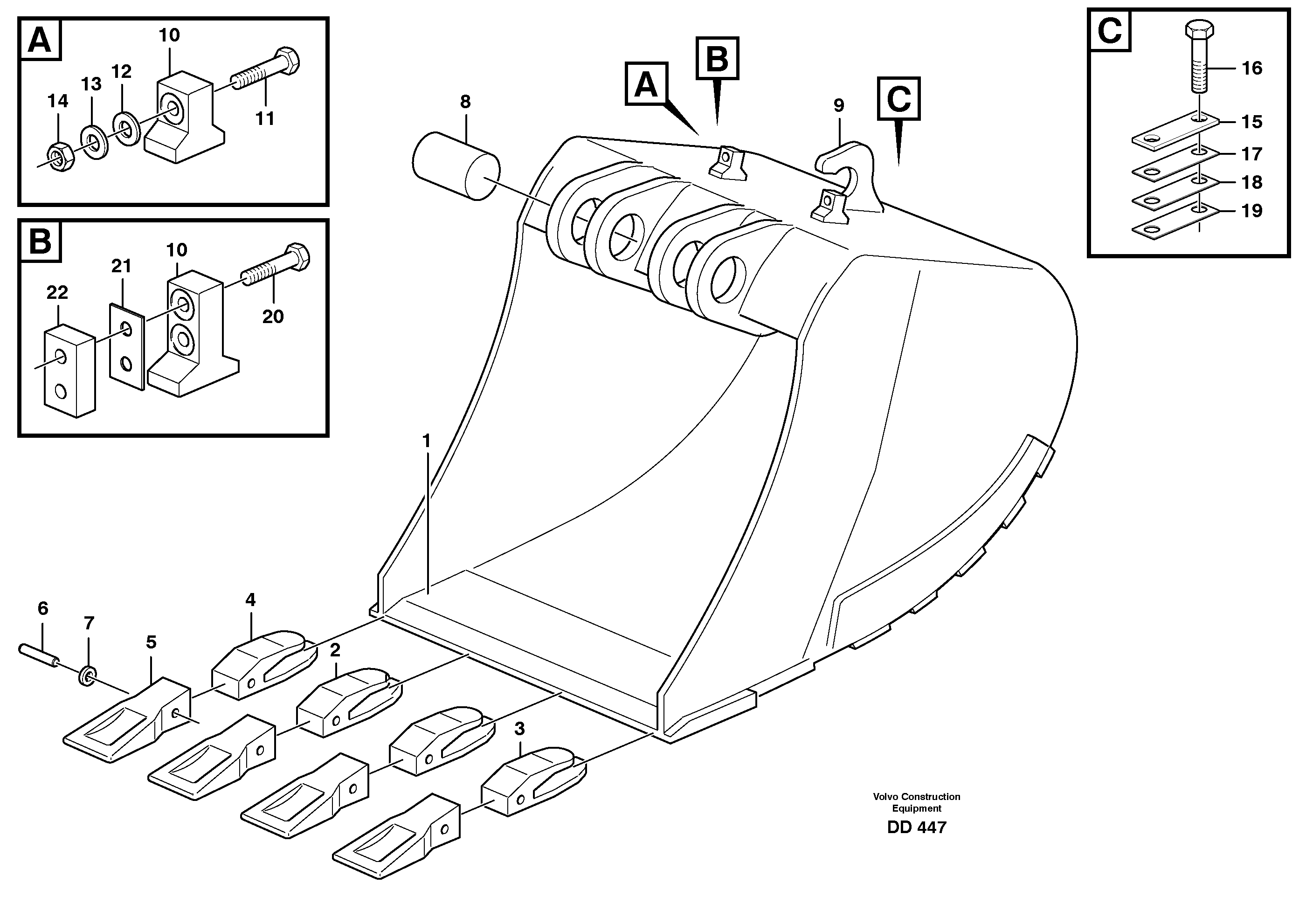 Buckets for quickfit, S1 - S2 14242082, 14242946, 14244797, 14244798, 14245462 — volvo parts diagram