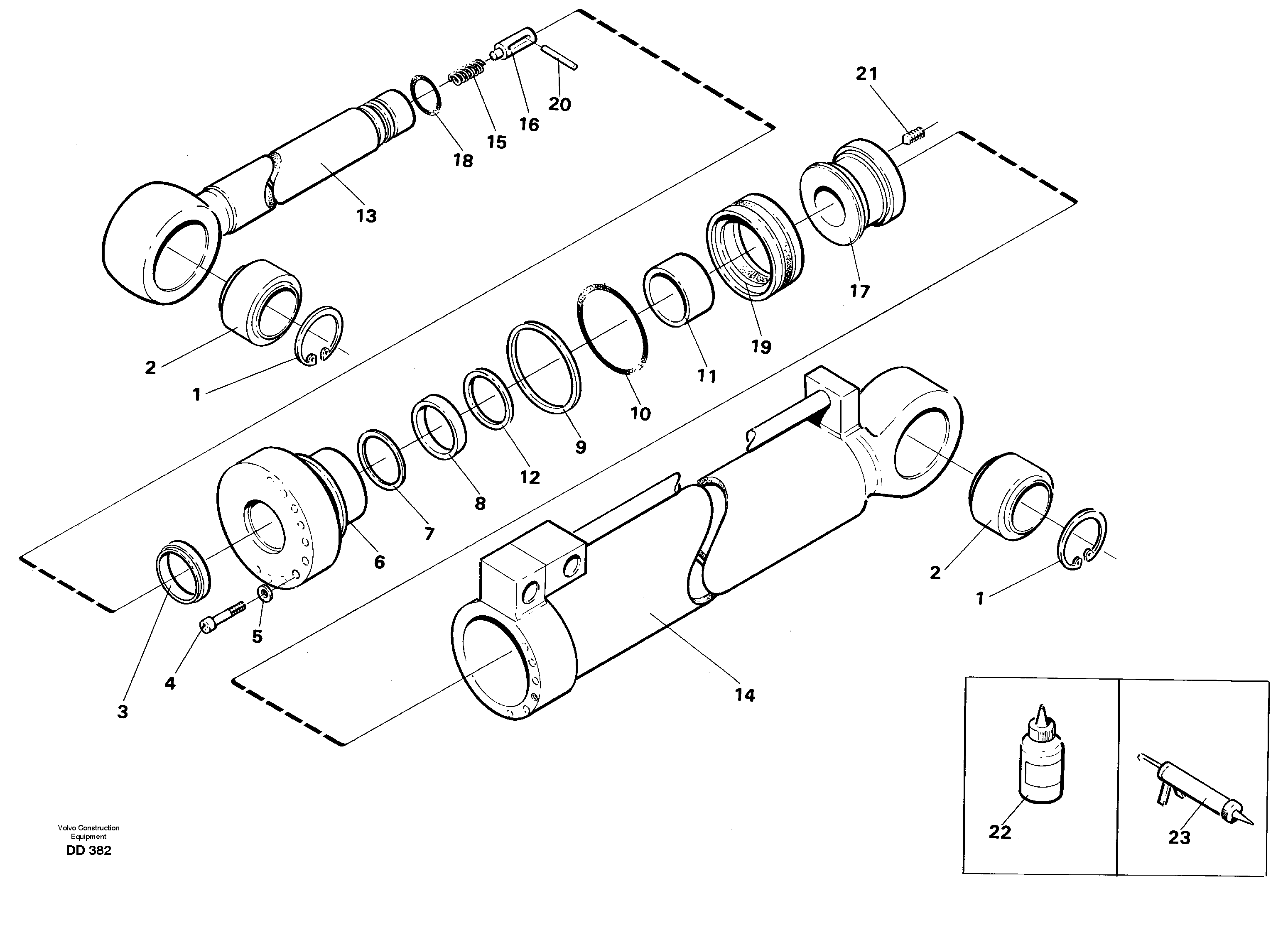 Visor cylinder, front loading equ. — volvo parts diagram
