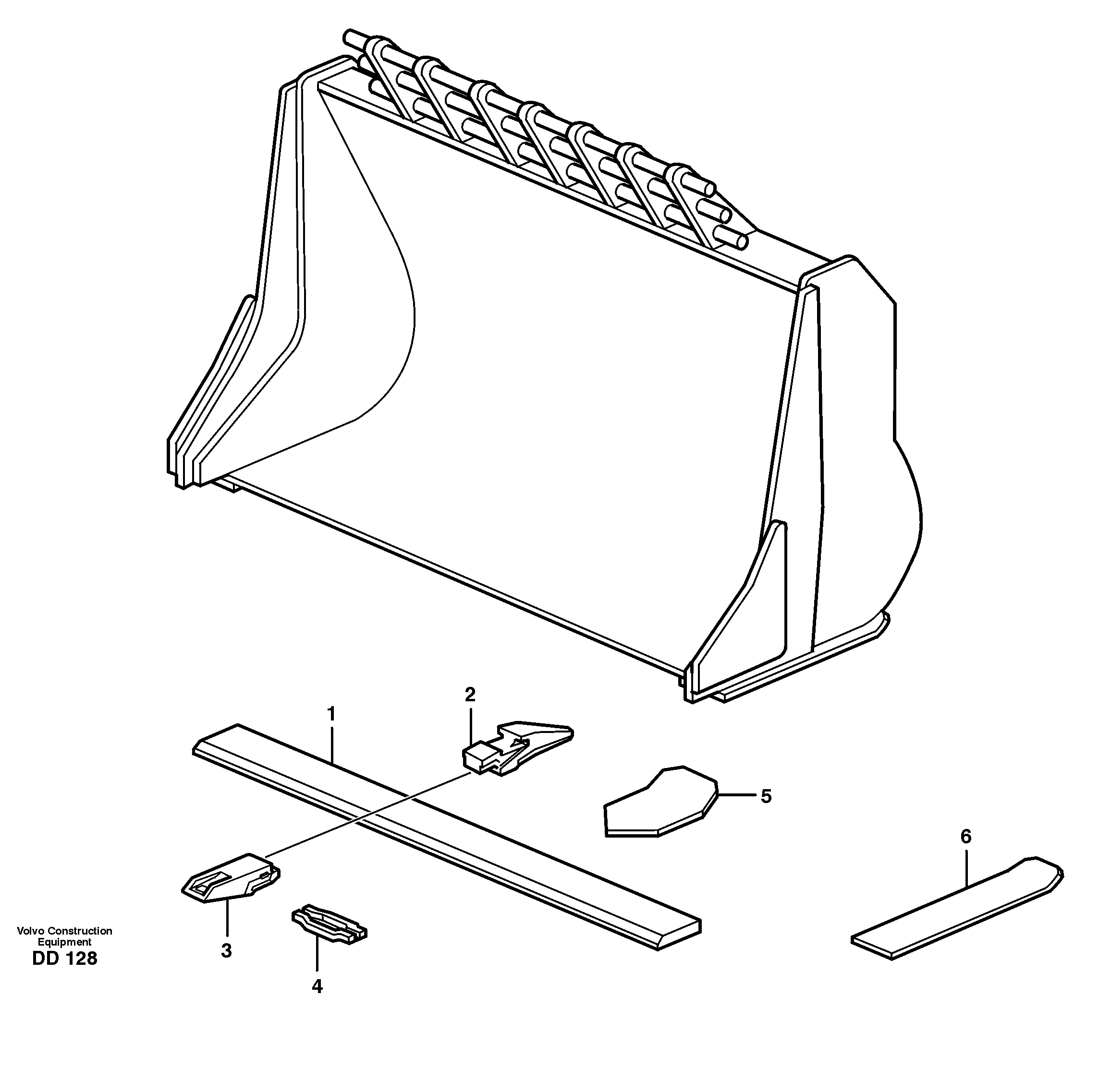 Bucket, straight with teeth L150, L150C — volvo parts diagram