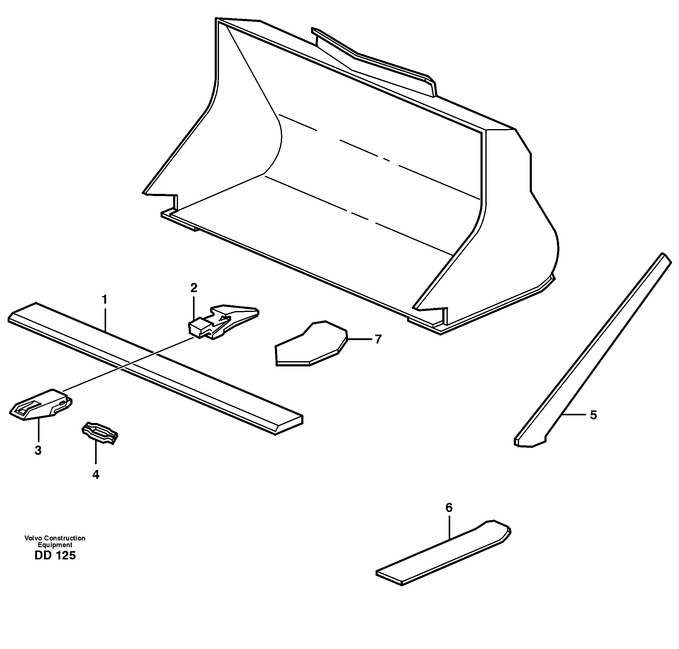 Bucket, straight with teeth L120C — volvo parts diagram