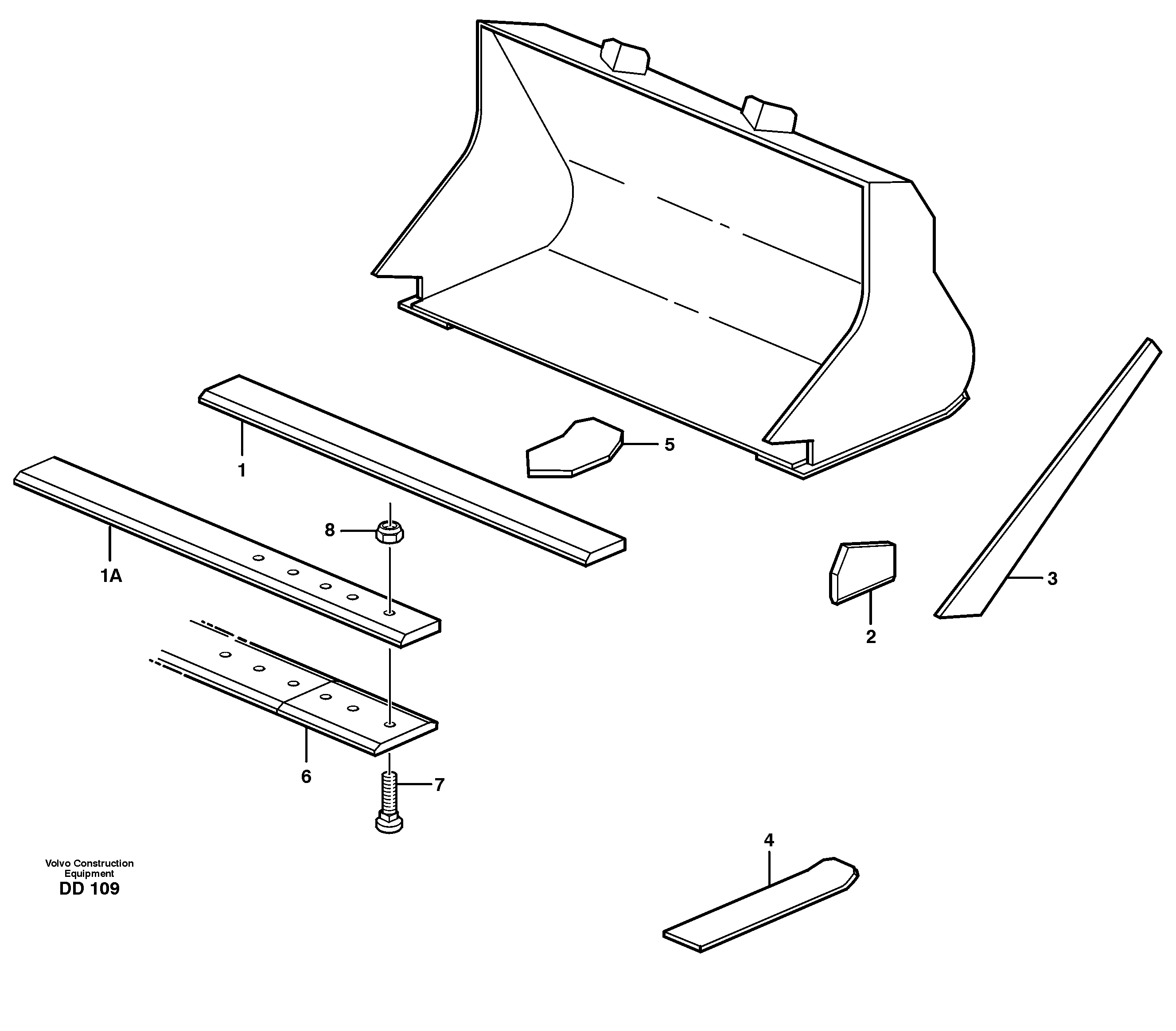 Bucket, straight lip without teeth L160 — volvo parts diagram