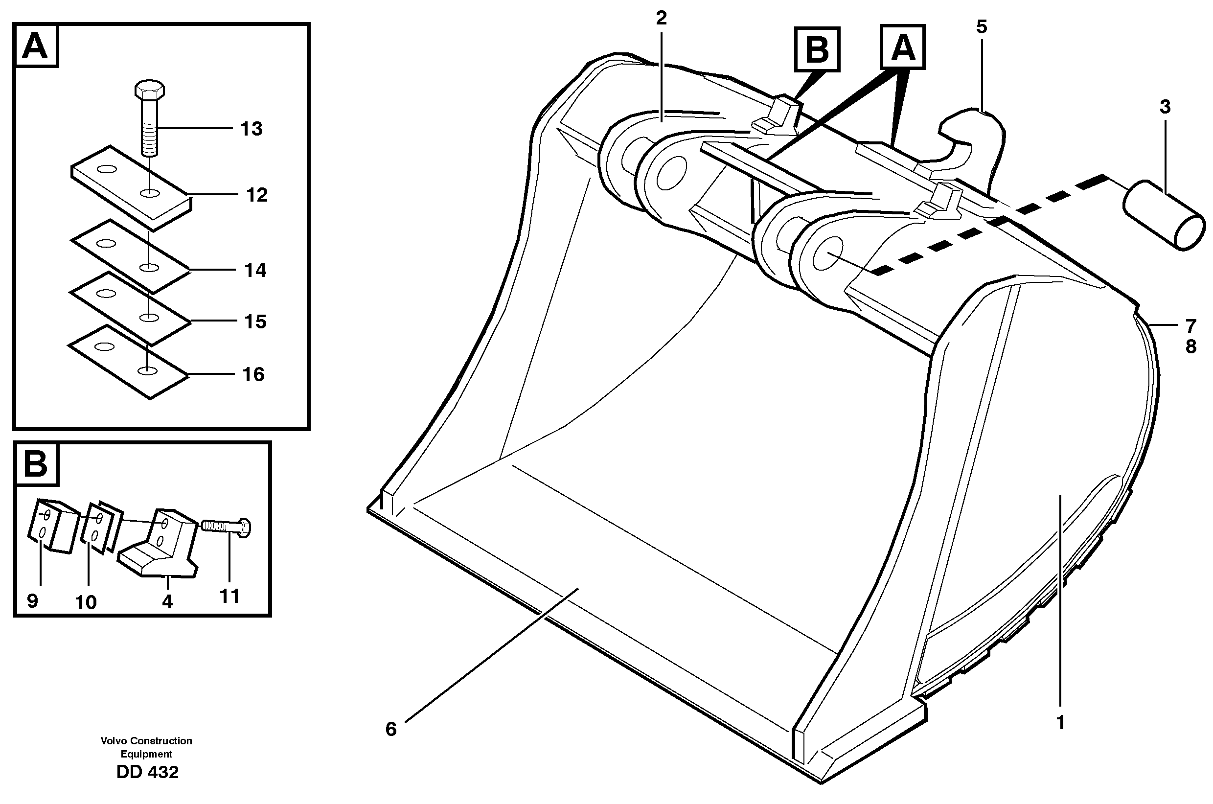 Buckets for quickfit, S1 - S2 14343962, 14343968, 14343974 — volvo parts diagram