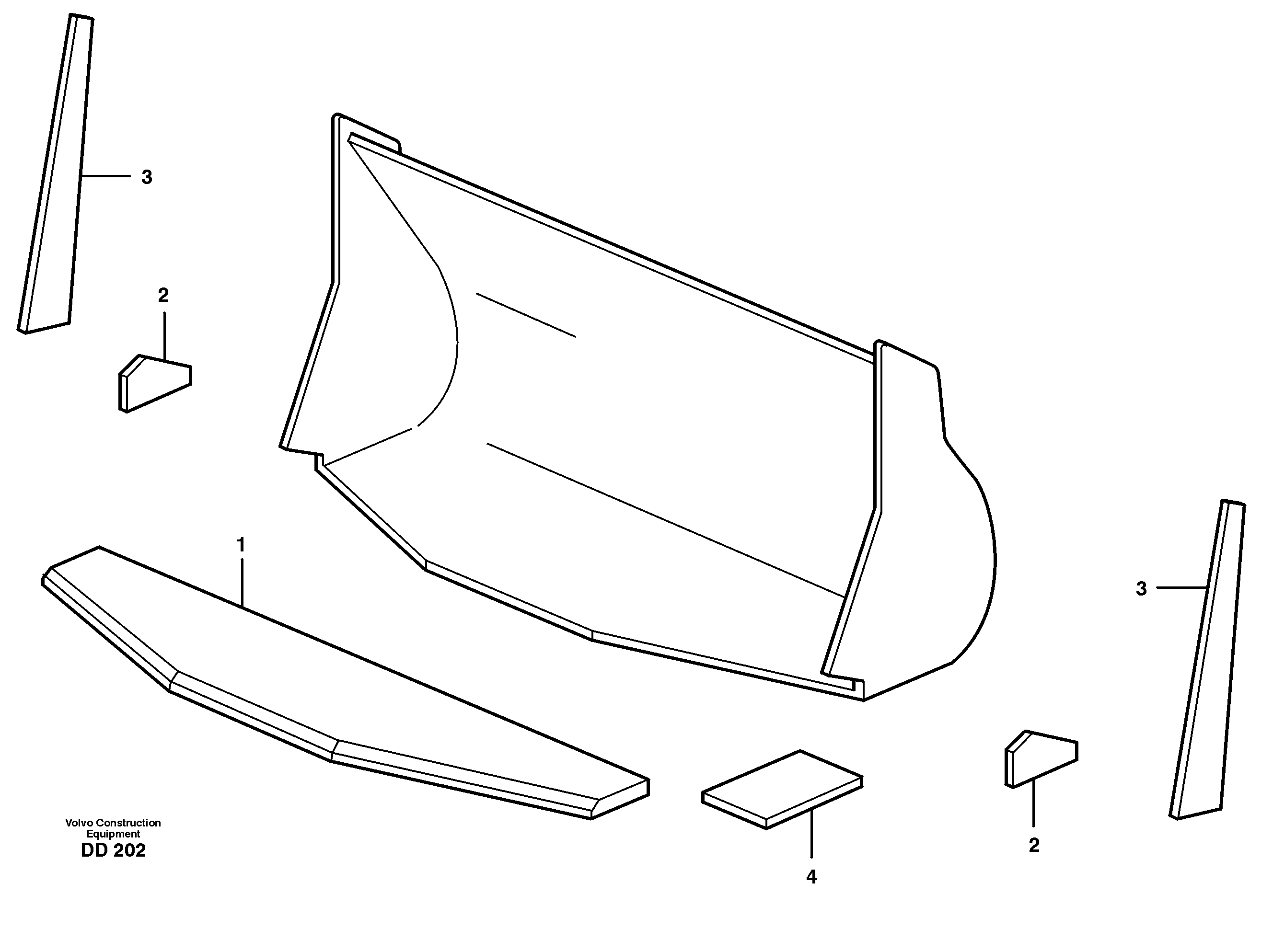Bucket, truncated vec lip without teeth L70 — volvo parts diagram