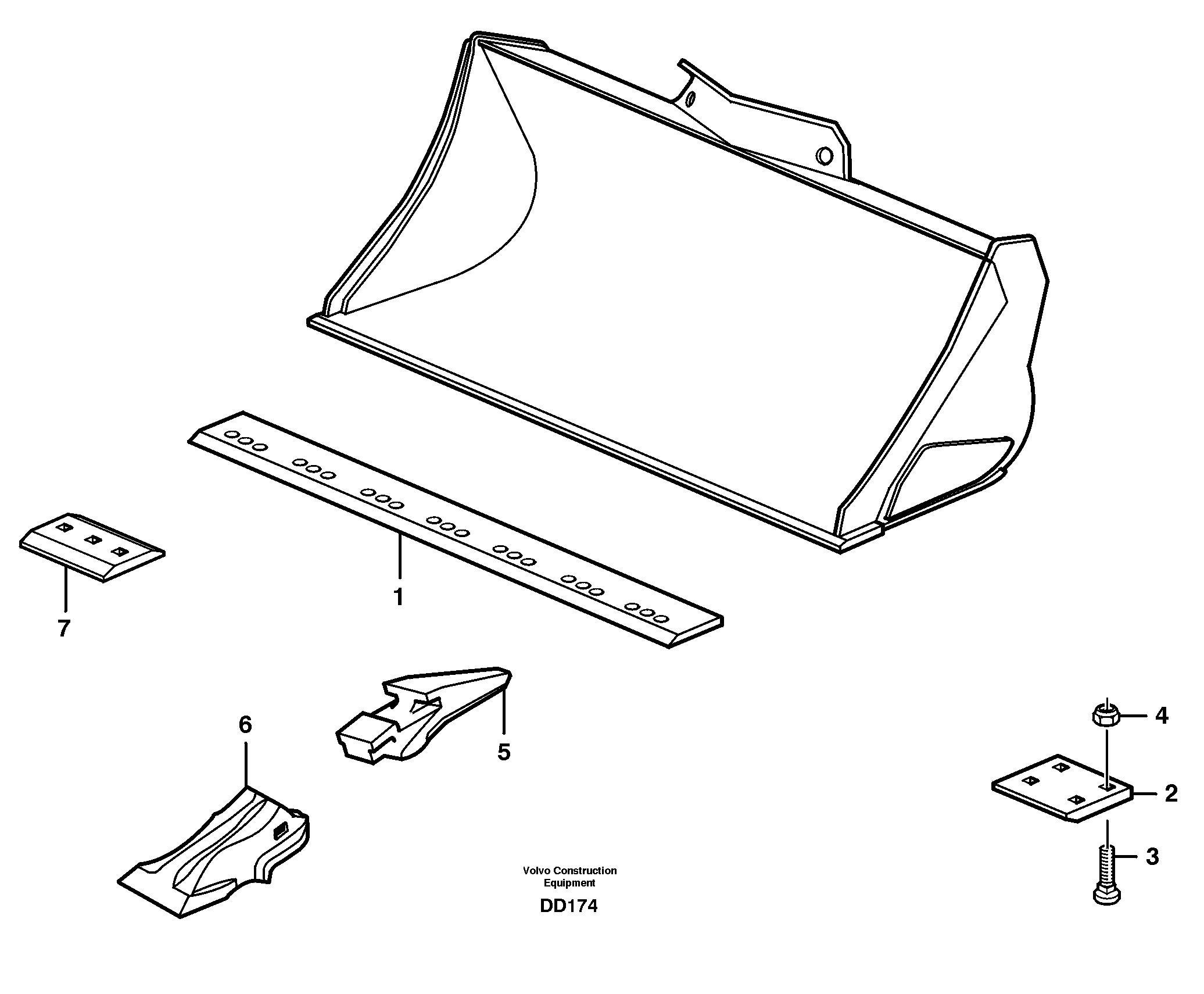 Bucket, straight with teeth L220D, L220E — volvo parts diagram