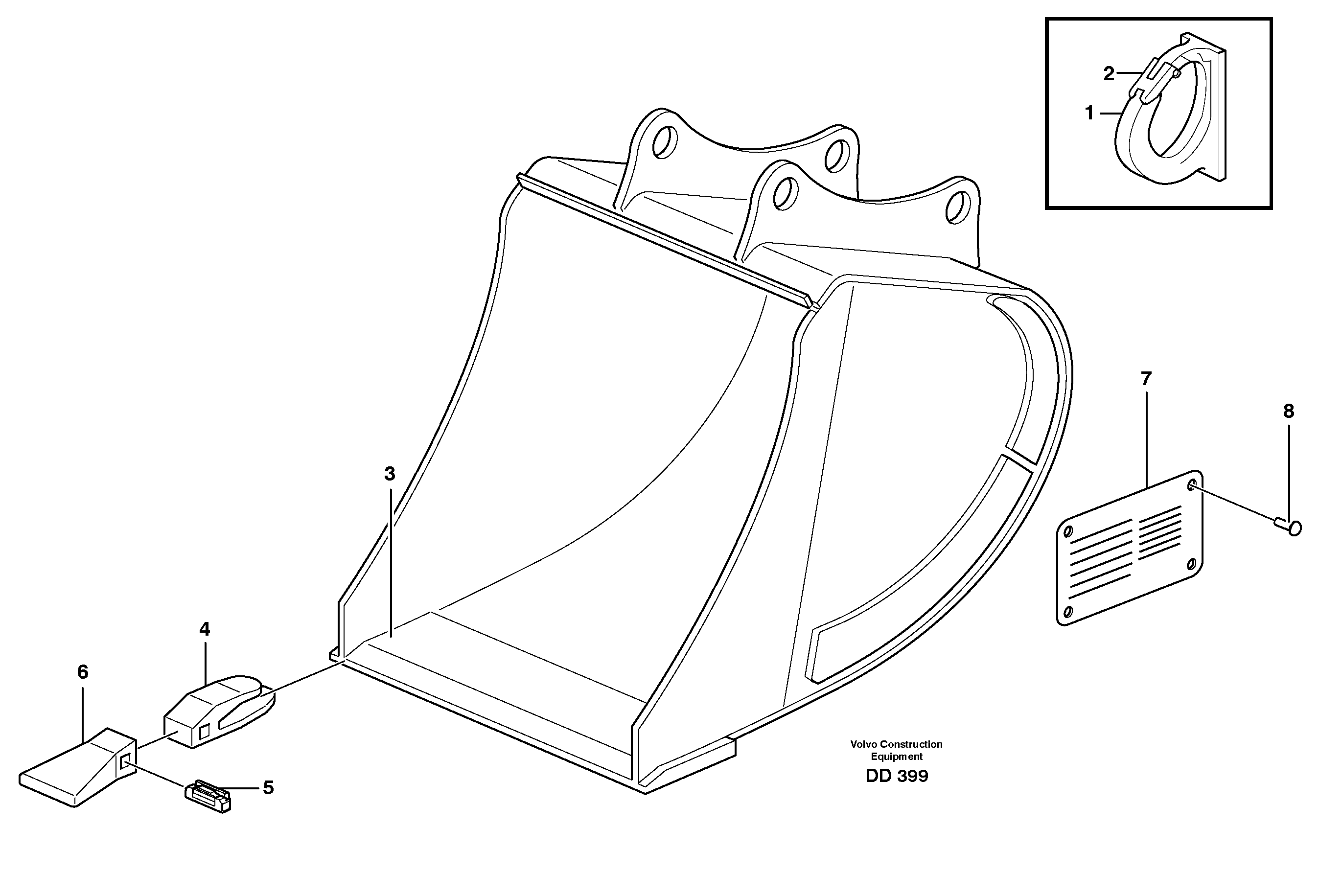 Buckets, direct fitting, Esco Super V 14343449, 14343604, 14343671 — volvo parts diagram