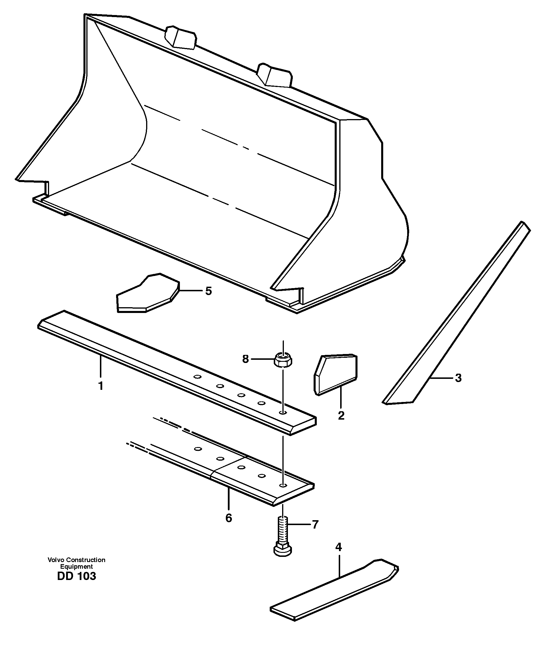 Bucket, straight lip without teeth L50 — volvo parts diagram