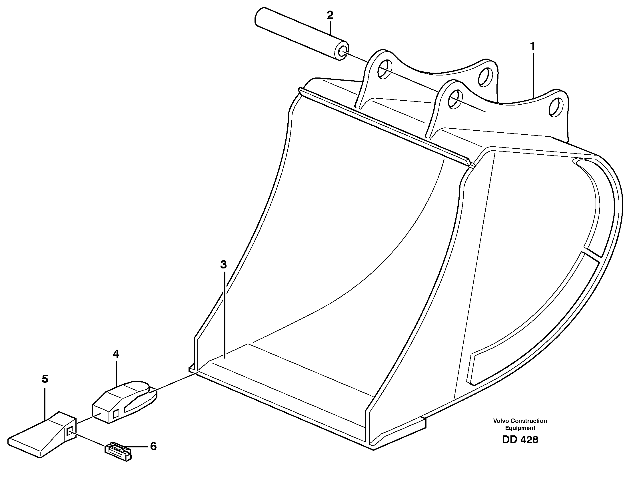 Buckets for Quickfit, S6 Esco Super V 14344485, 14344486, 14344487, 14344488,
					14344489 — volvo parts diagram