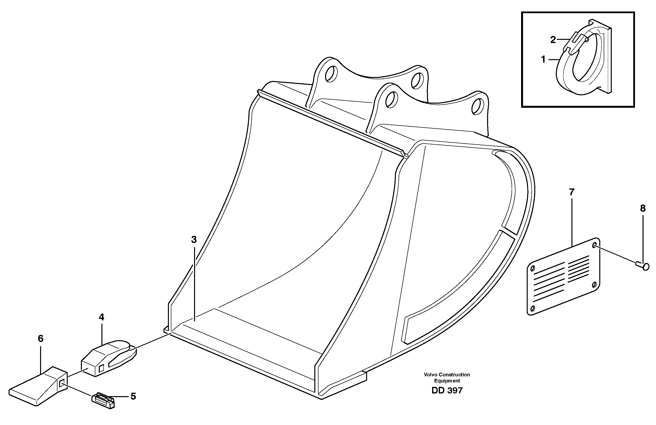 Buckets, direct fitting, Esco Super V 14342923, 14342925, 14343086, 14343278 — volvo parts diagram