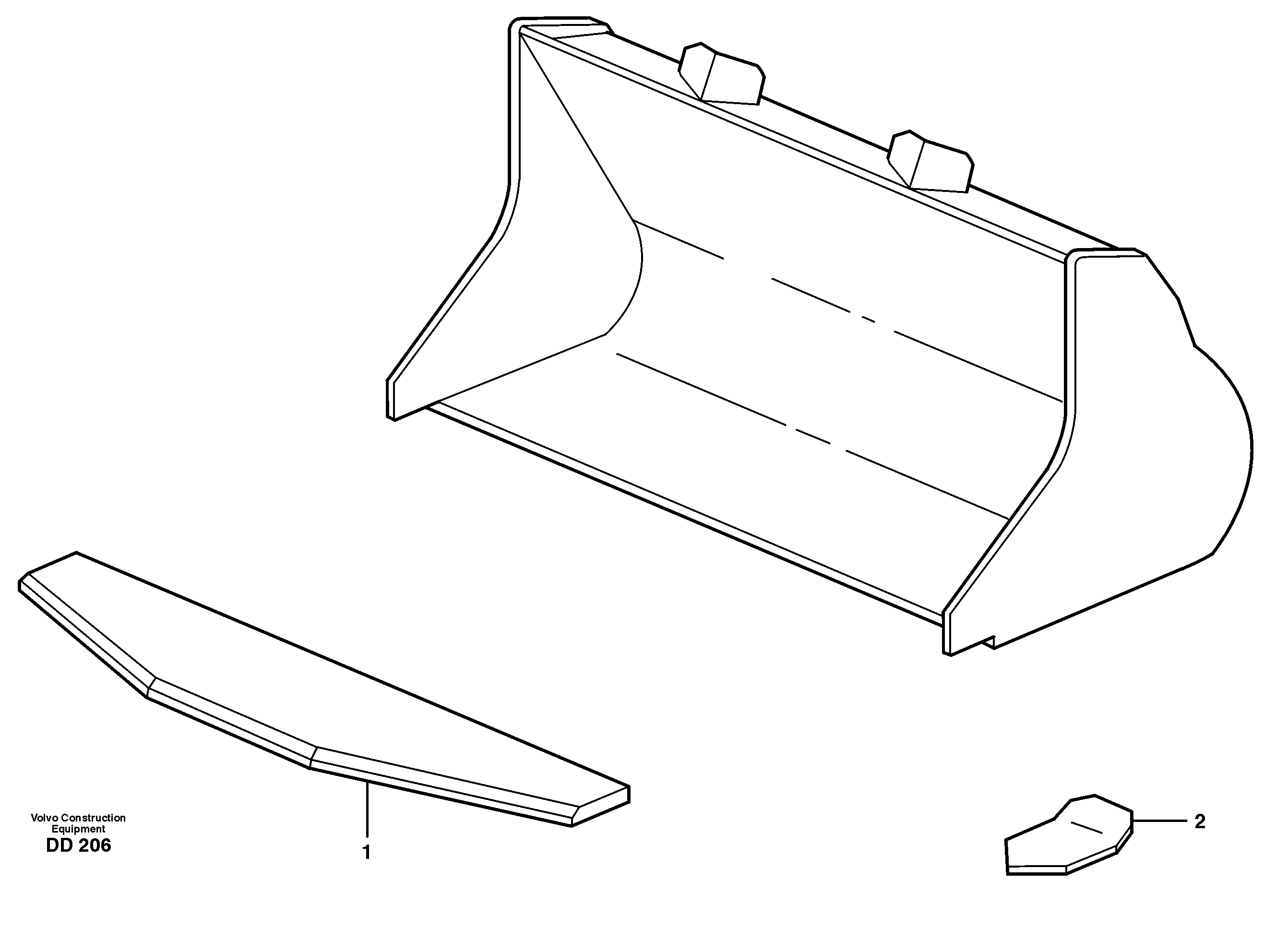 Bucket, truncated vec lip without teeth L120, L120B — volvo parts diagram