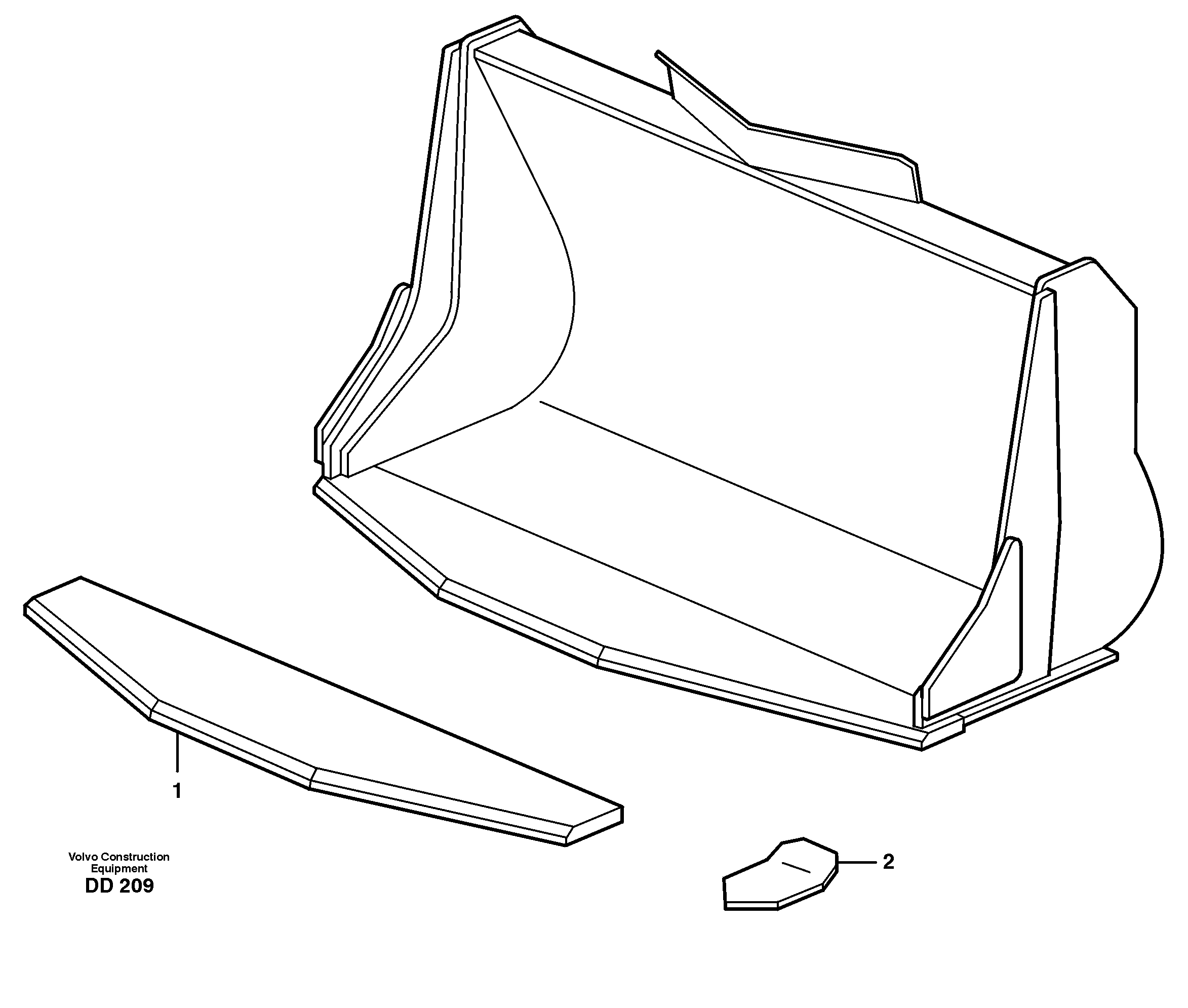 Bucket, truncated vec lip without teeth L180, L180C — volvo parts diagram