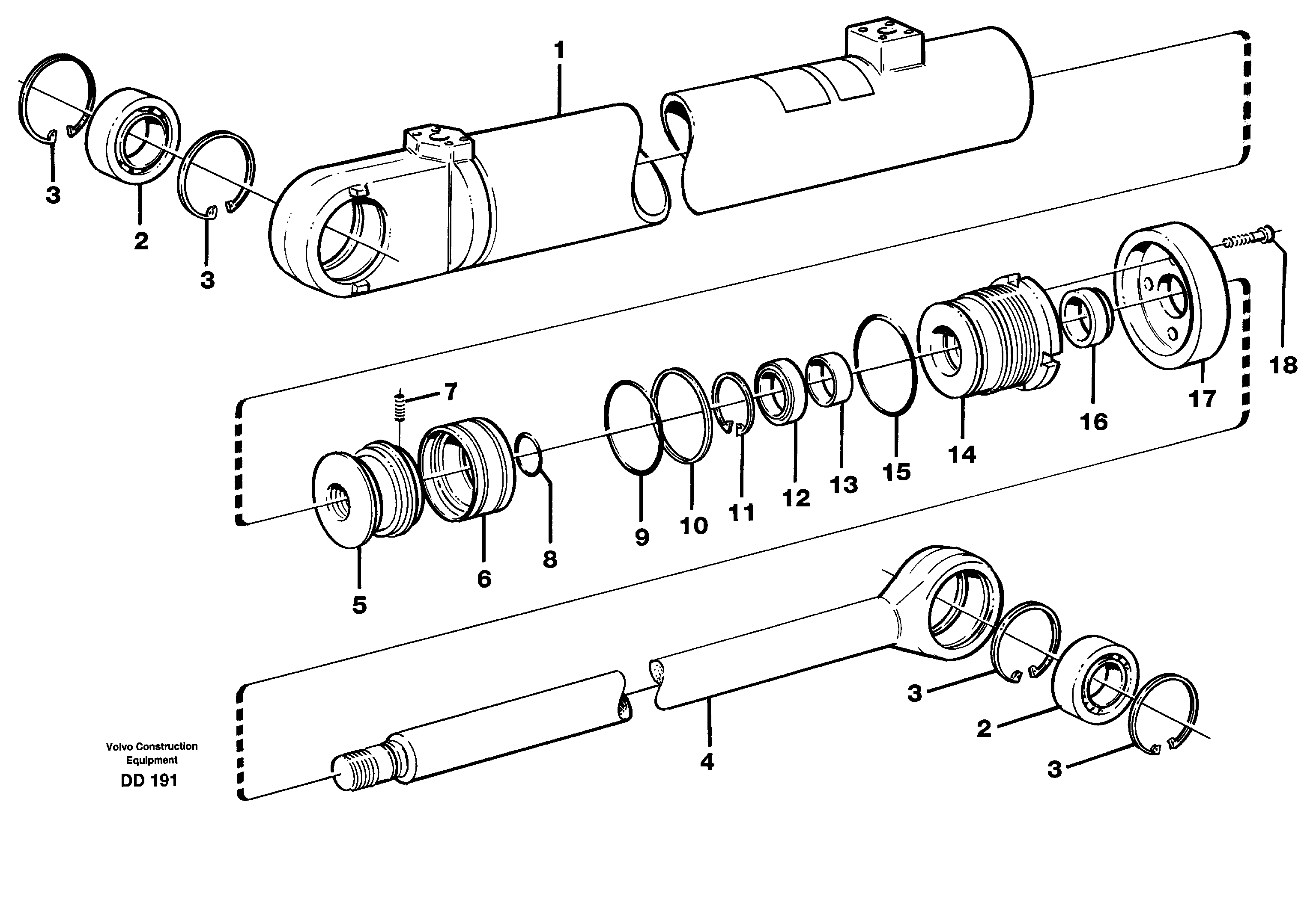 Hydraulic cylinder — volvo parts diagram