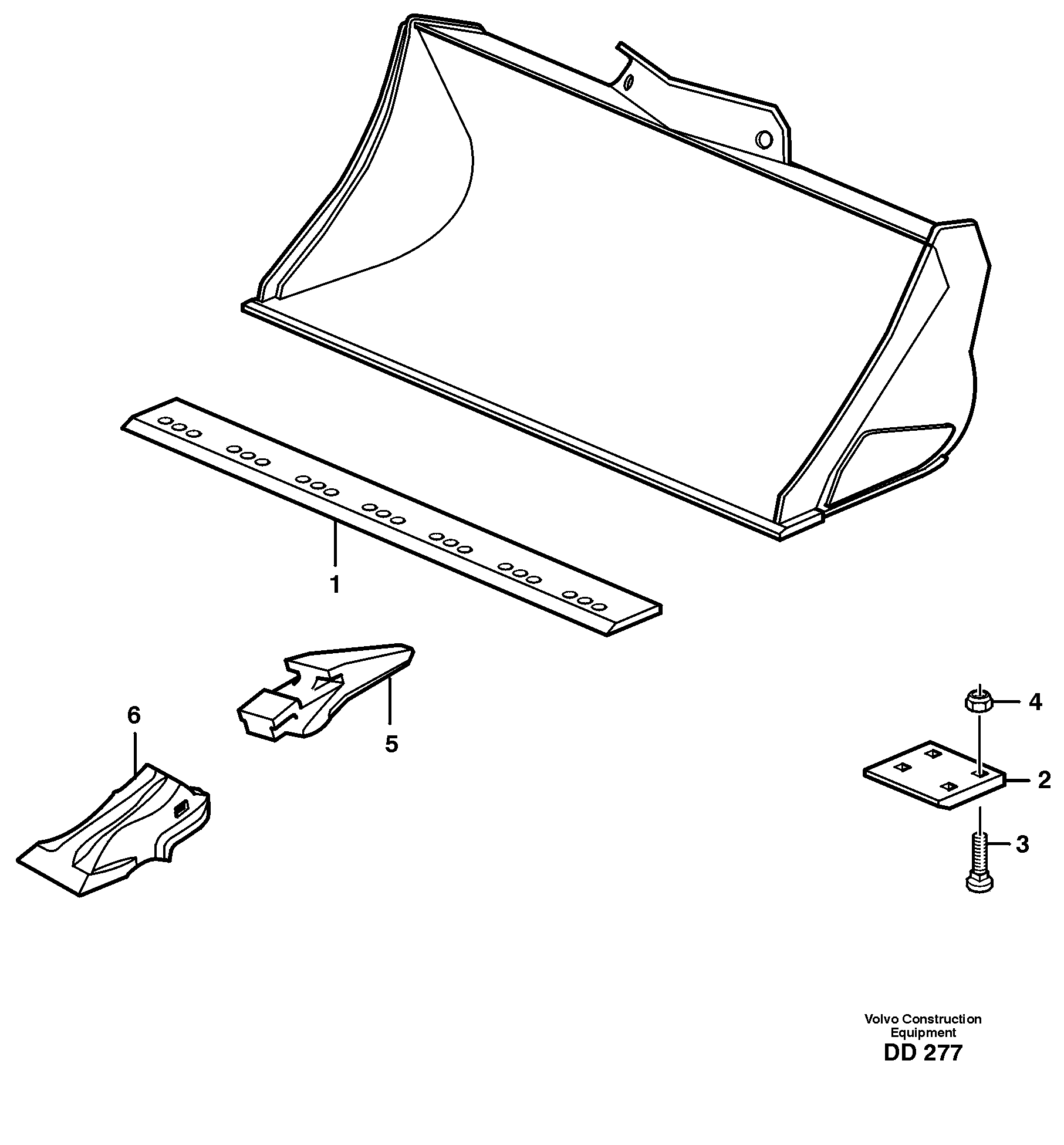 Bucket, straight with teeth L50B, L50C, L50D, L50E — volvo parts diagram