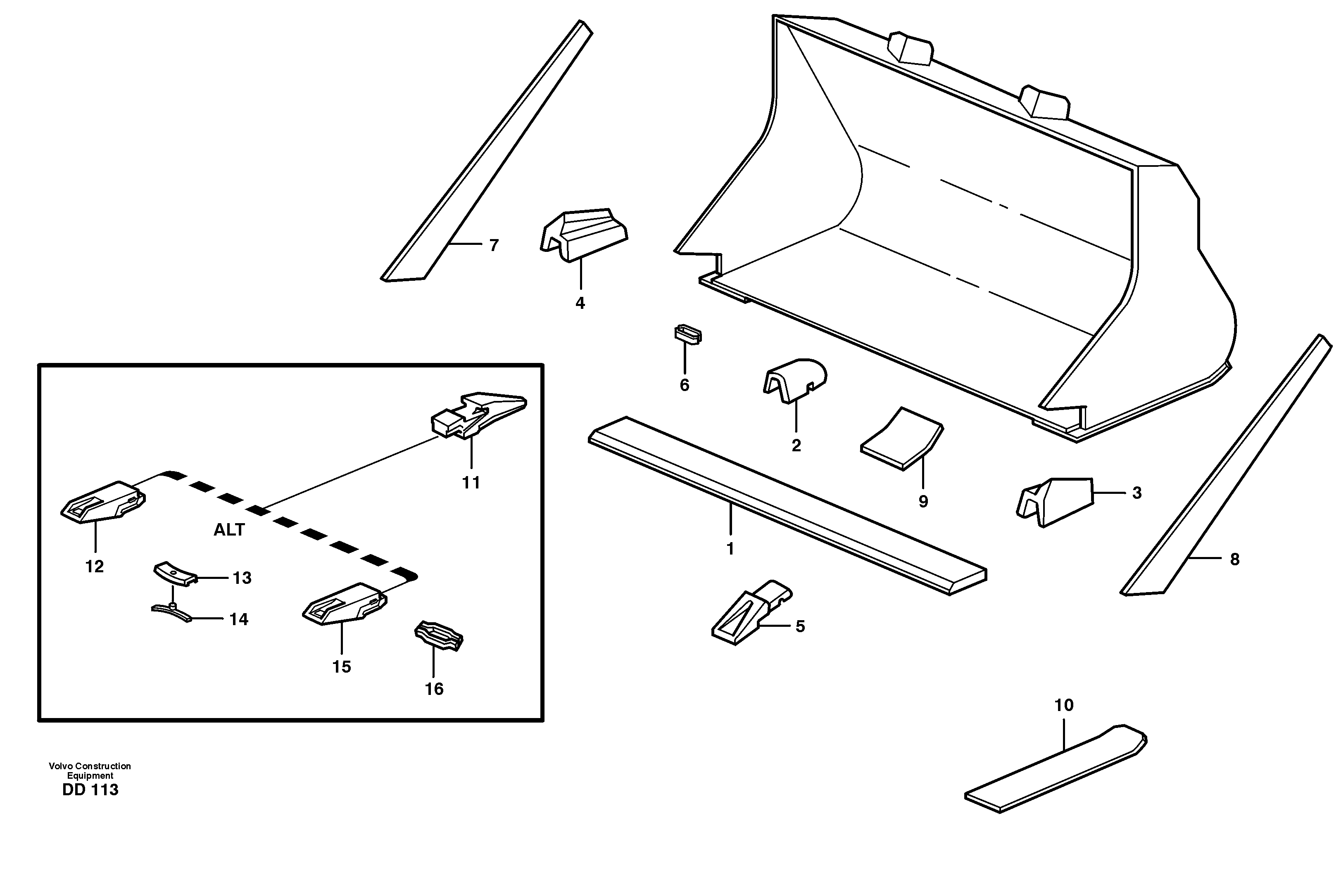 Bucket, straight with teeth L50 — volvo parts diagram