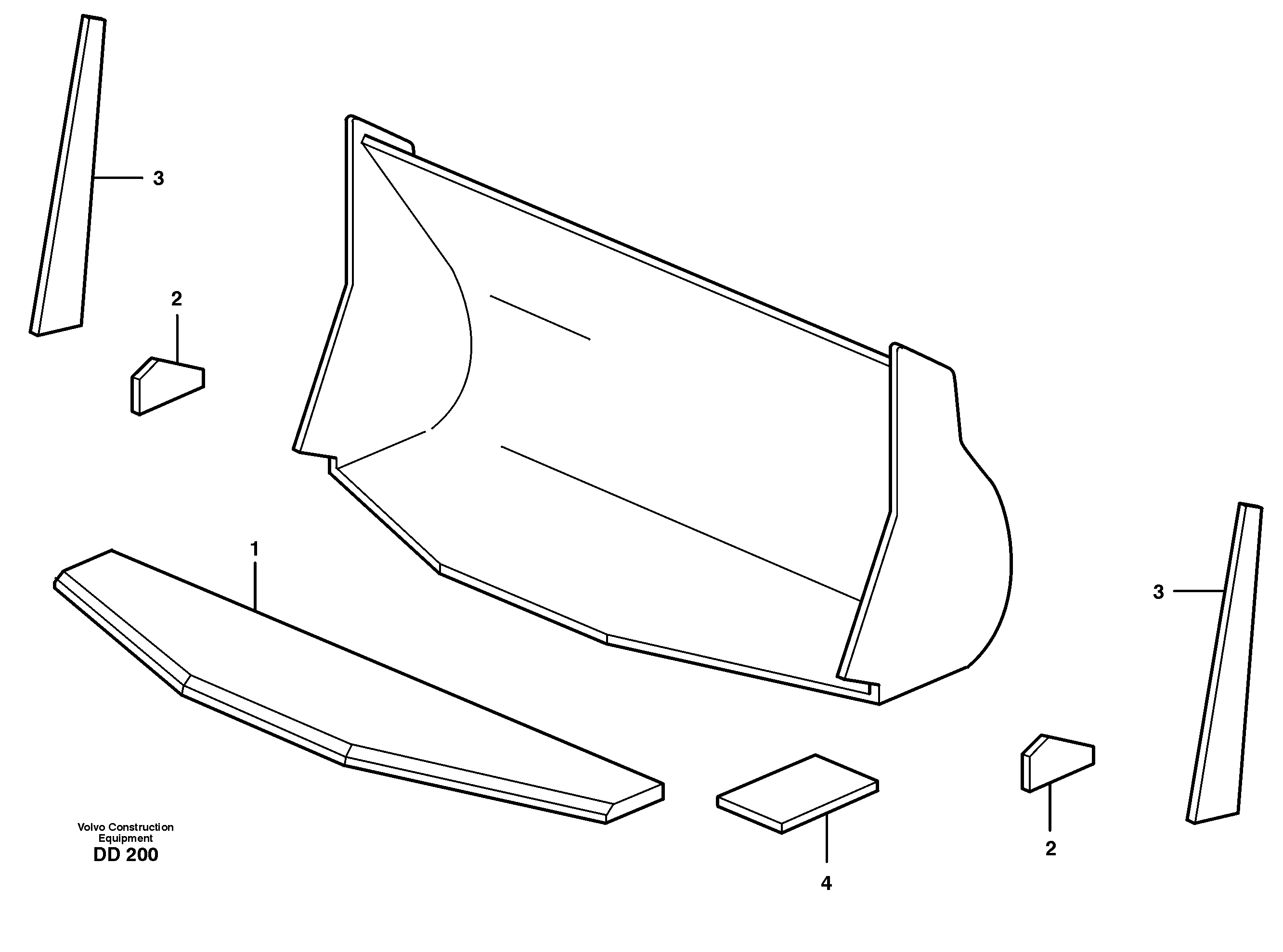 Bucket, truncated vec lip without teeth L50 — volvo parts diagram