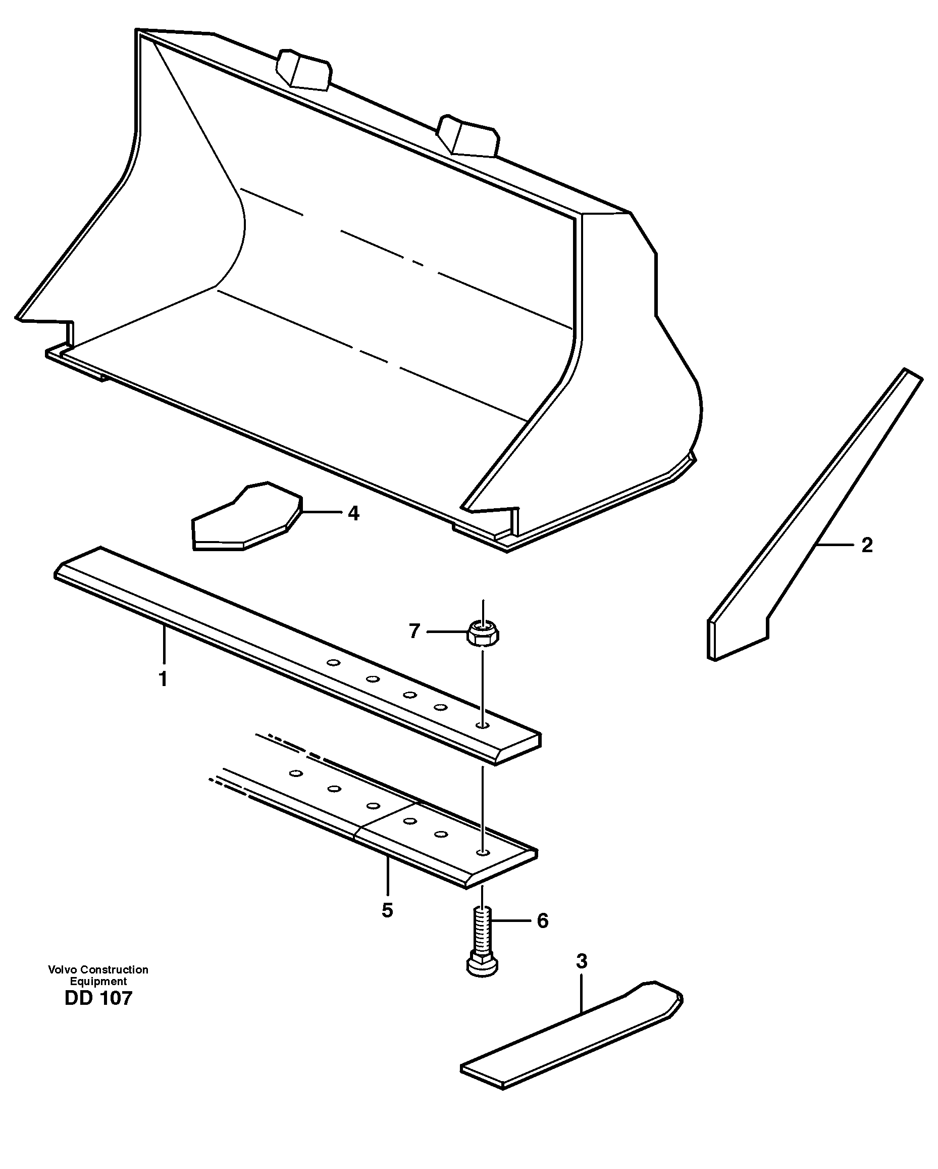 Bucket, straight lip without teeth L90, L90B — volvo parts diagram