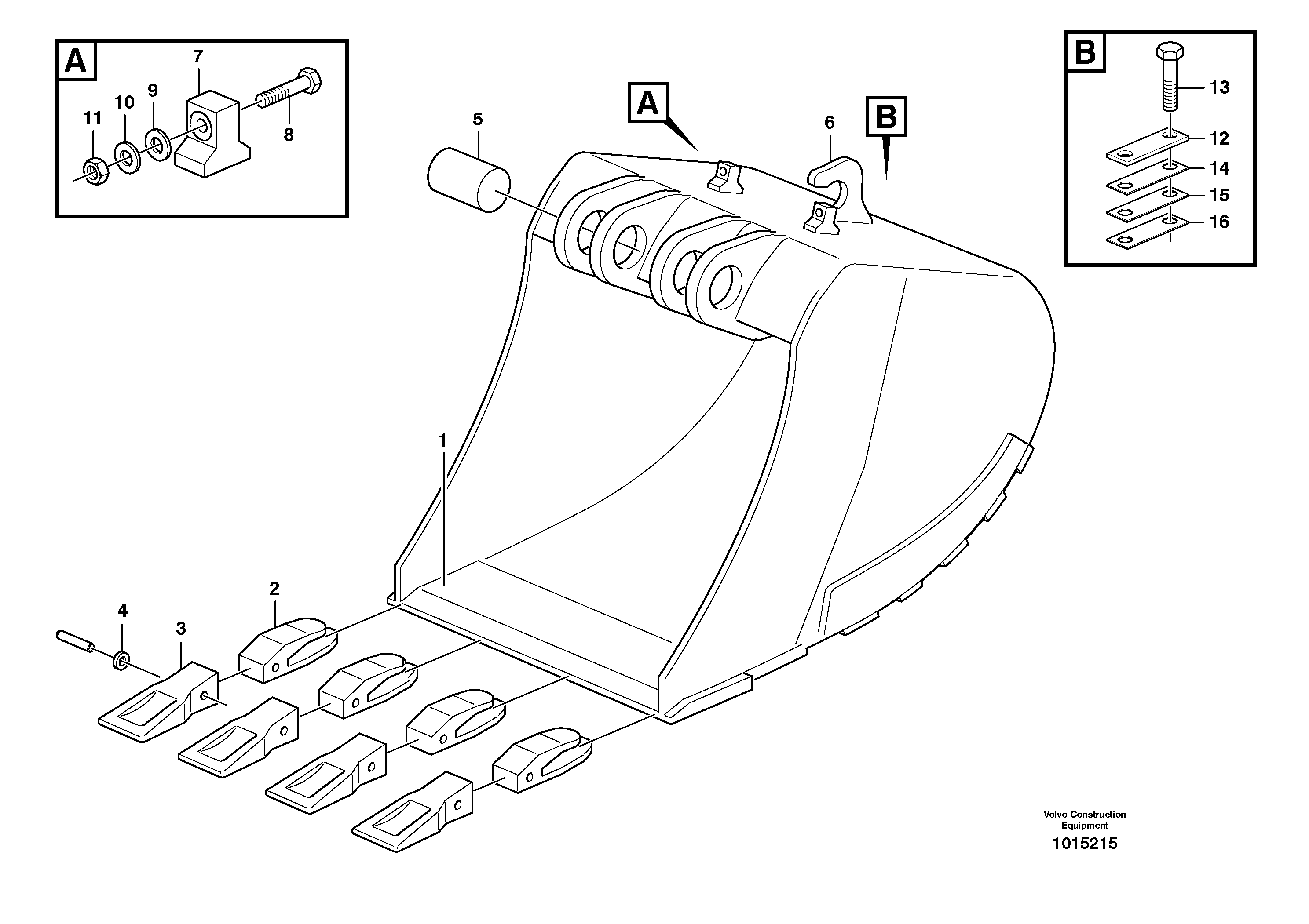 Buckets for quickfit, S1 - S2 14376562, 14376569, 14376568, 14376567, 14376566 — volvo parts diagram
