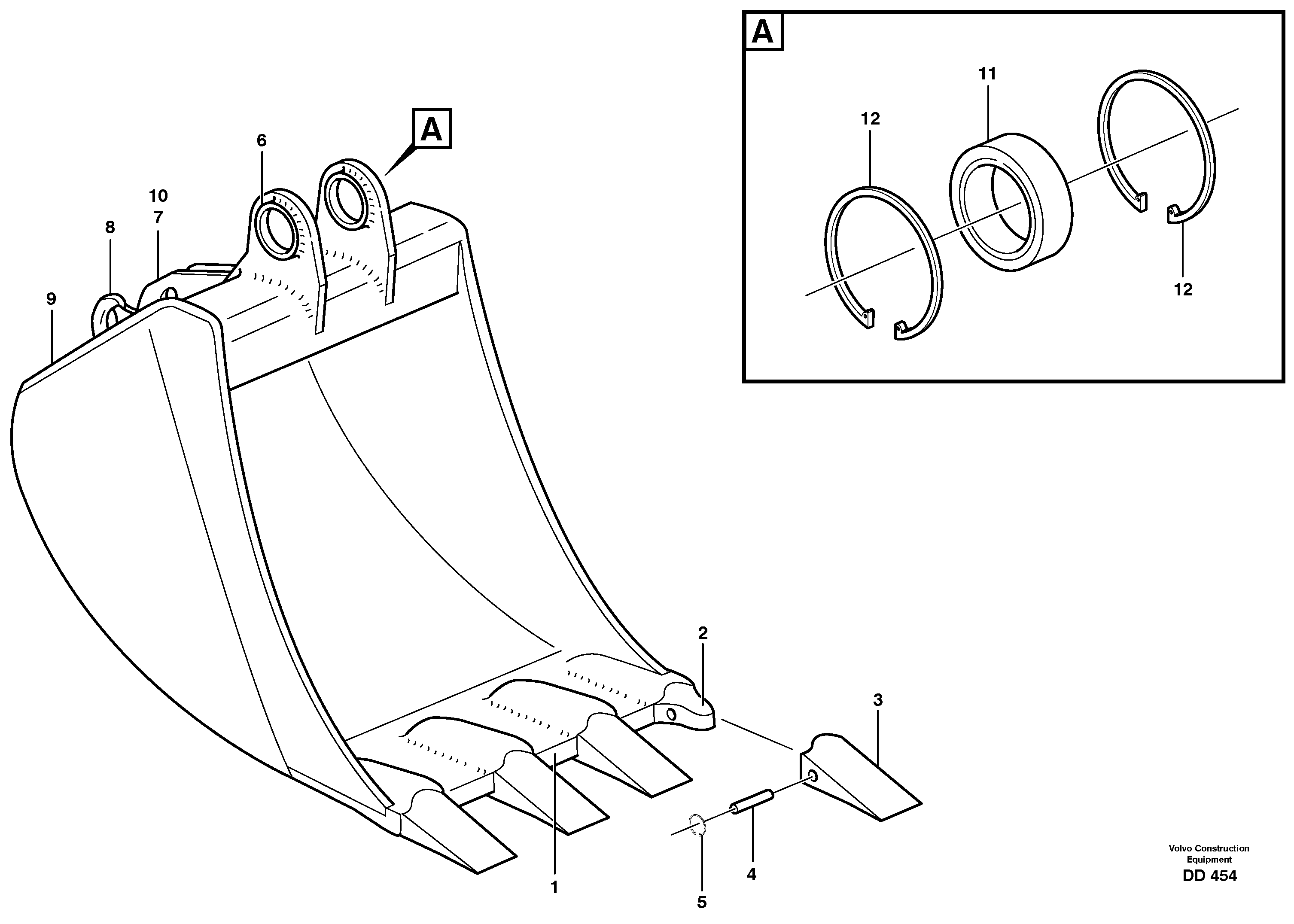 Buckets, direct fitting 14242945, 14244799, 14249502, 14255612, 14255715 — volvo parts diagram
