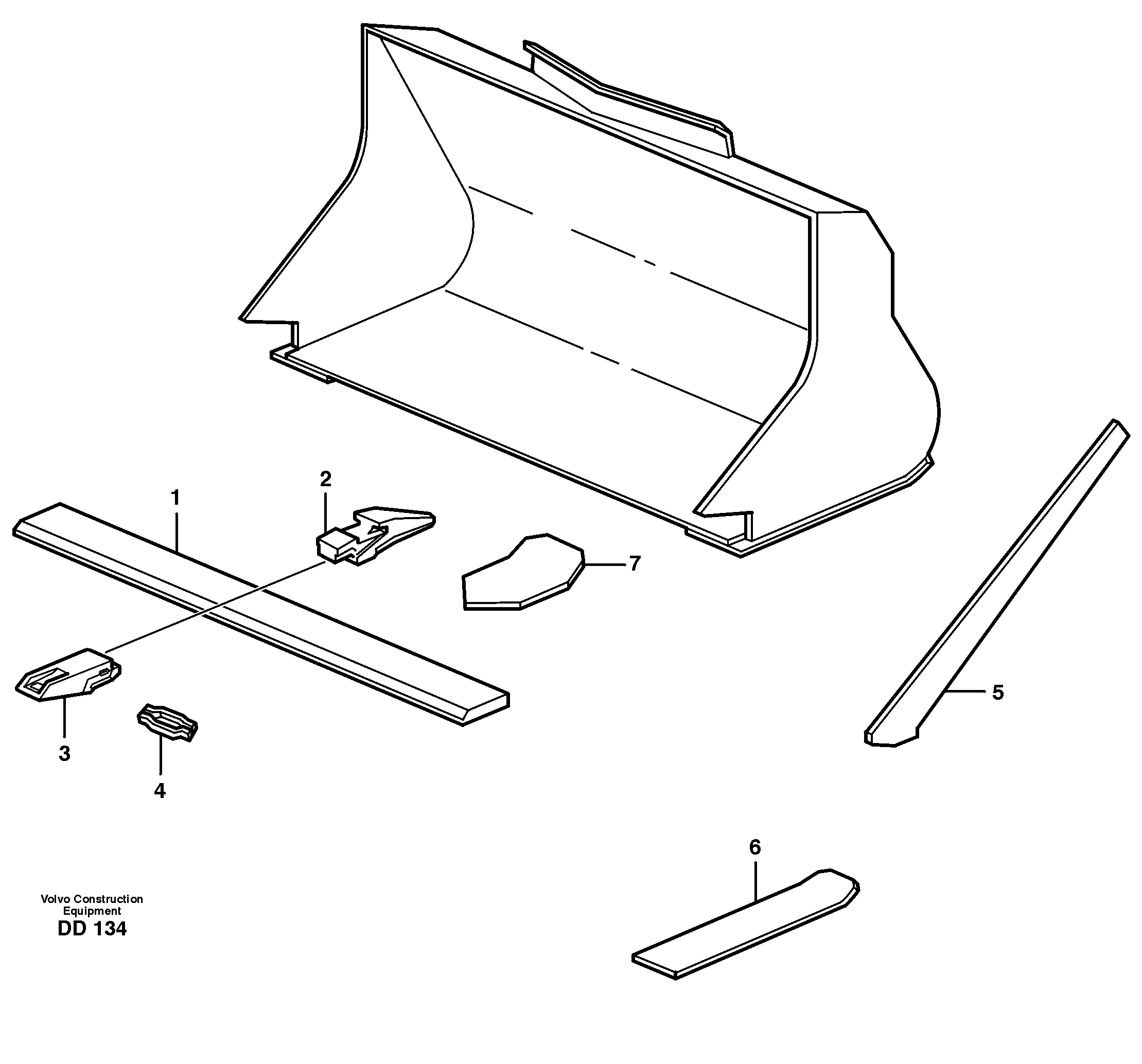 Bucket, straight with teeth L180, L180C, L180D — volvo parts diagram