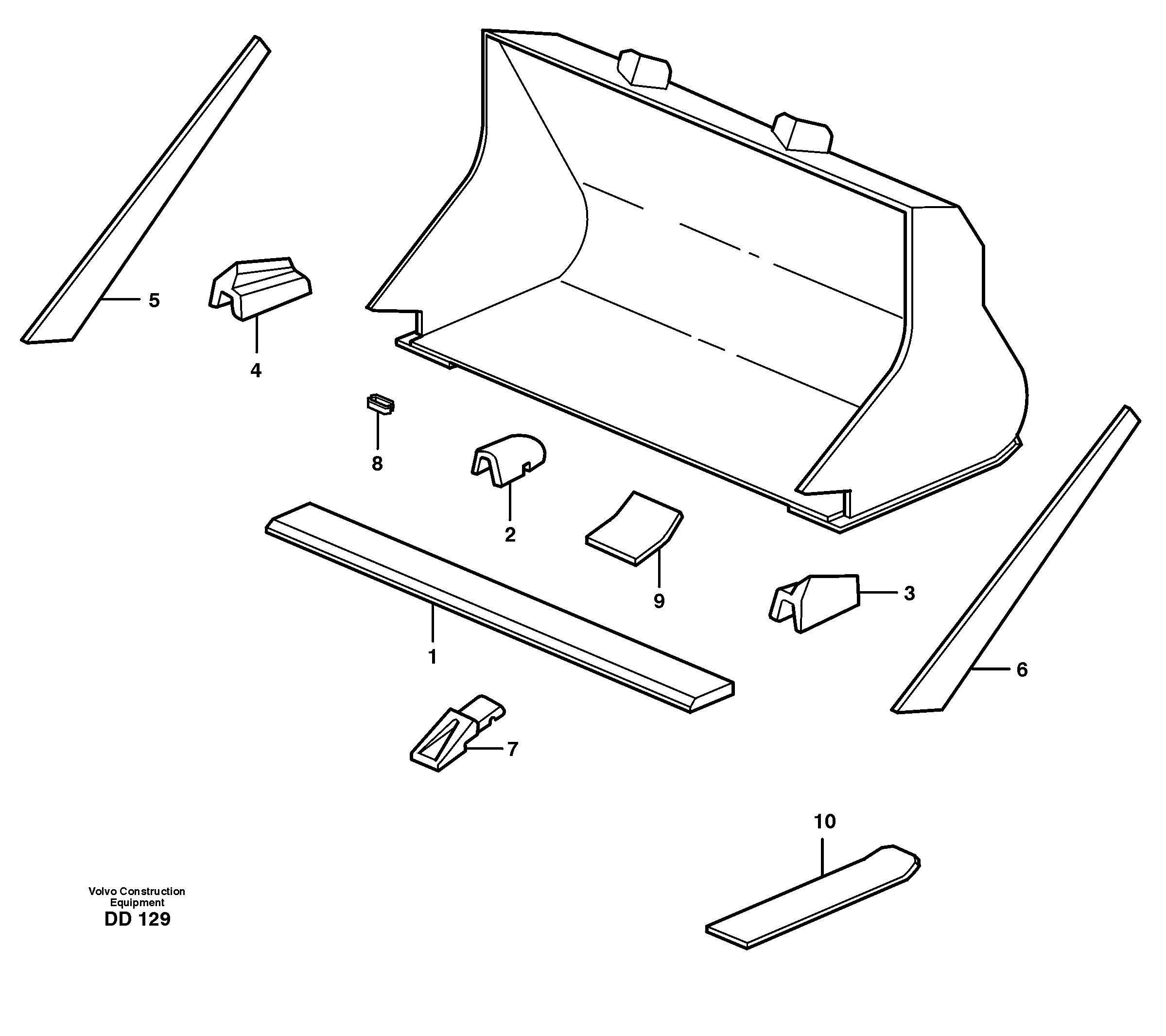 Bucket, straight with teeth L160 — volvo parts diagram