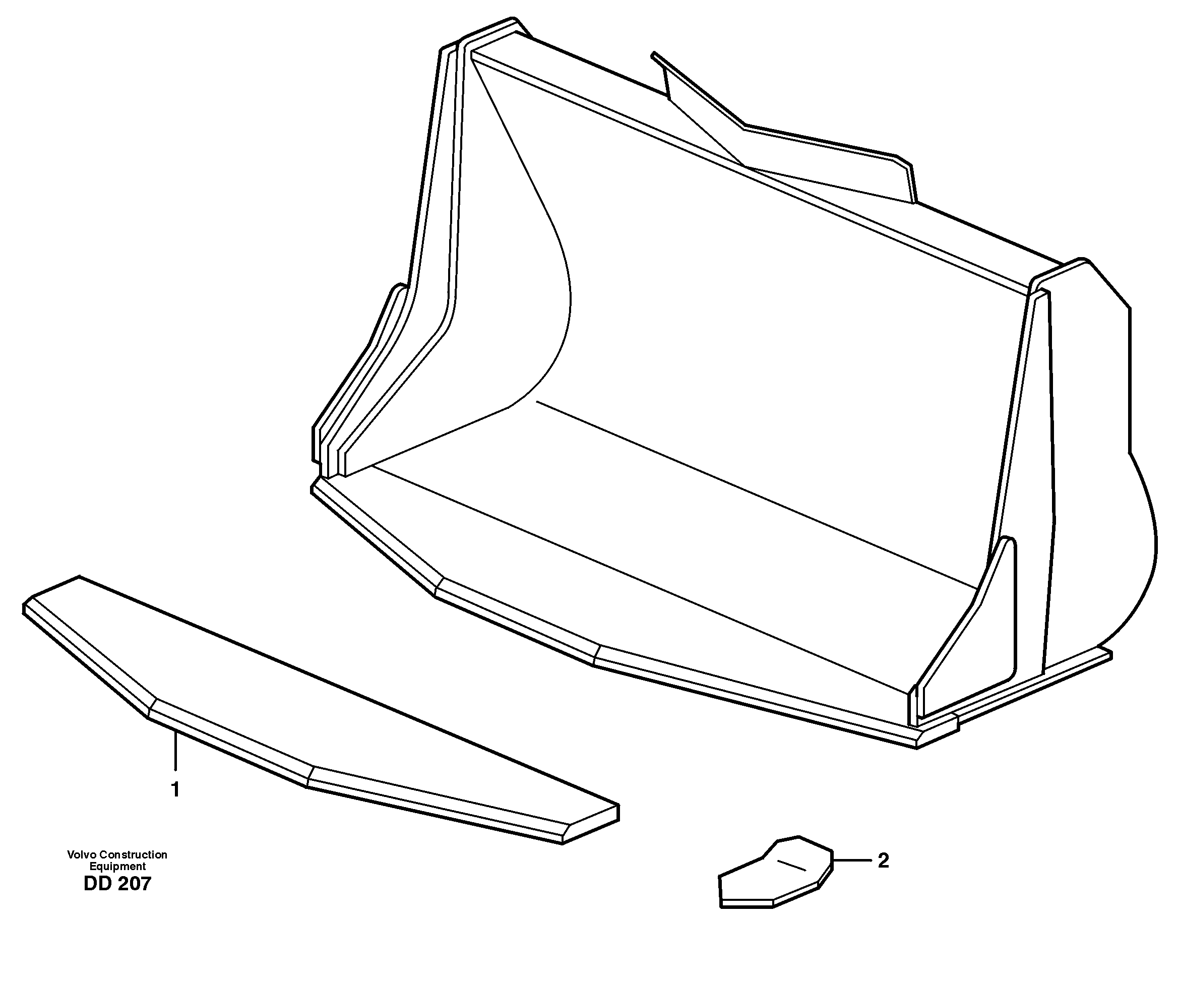 Bucket, truncated vec lip without teeth L150, L150C — volvo parts diagram