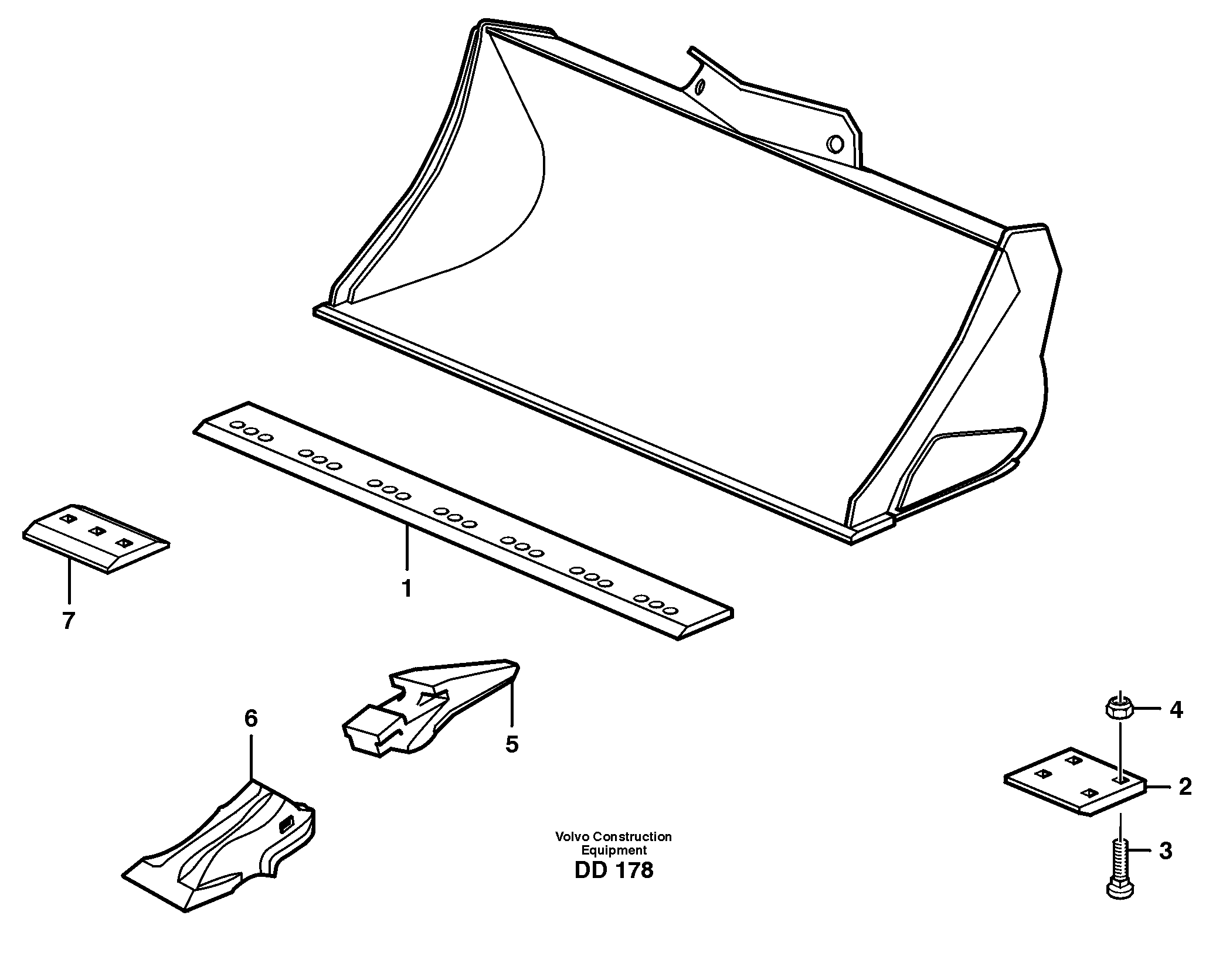 Bucket, straight with teeth L220D, L220E — volvo parts diagram