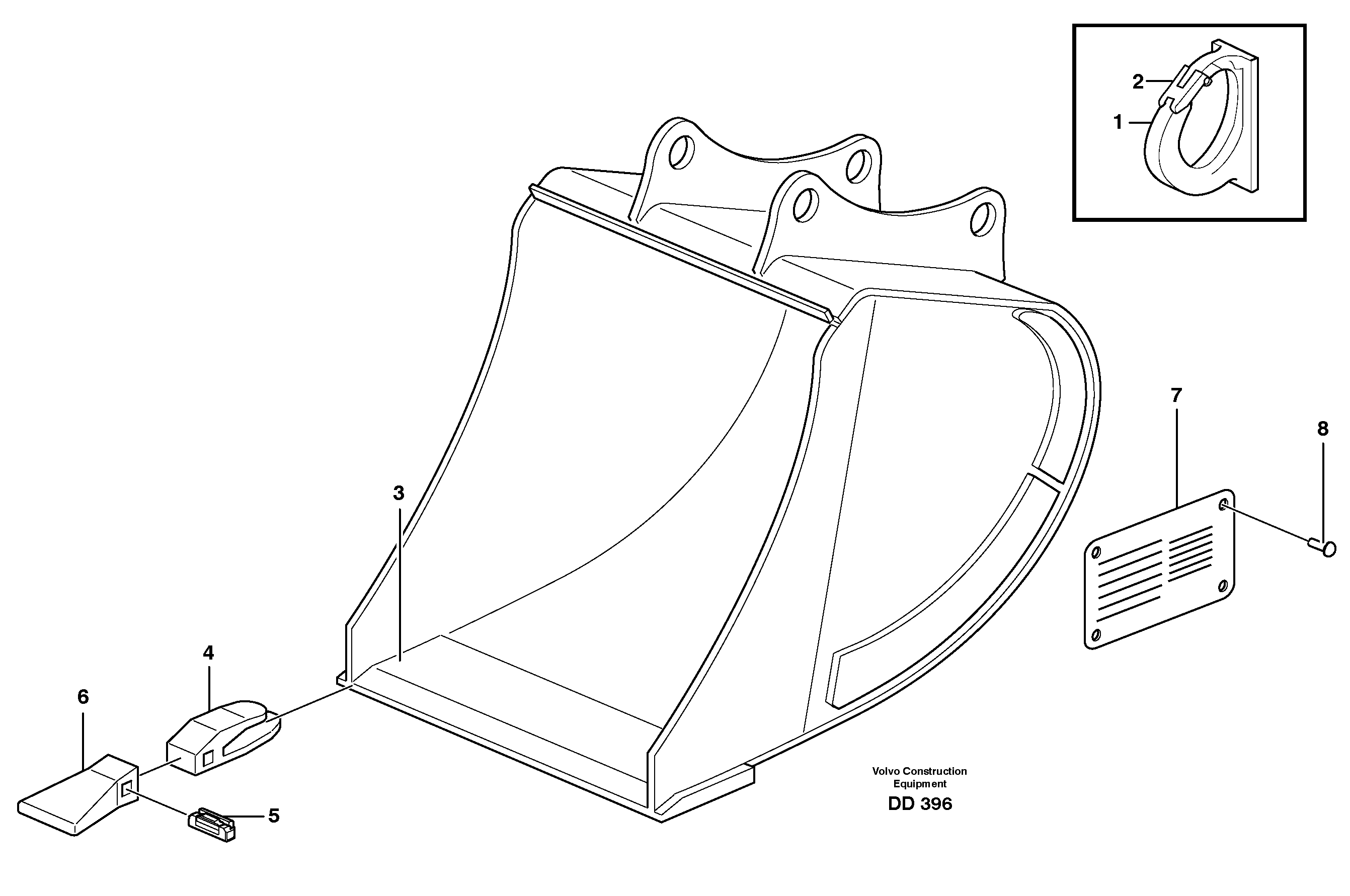 Buckets, direct fitting,combi Parts 14343345, 14343346 — volvo parts diagram