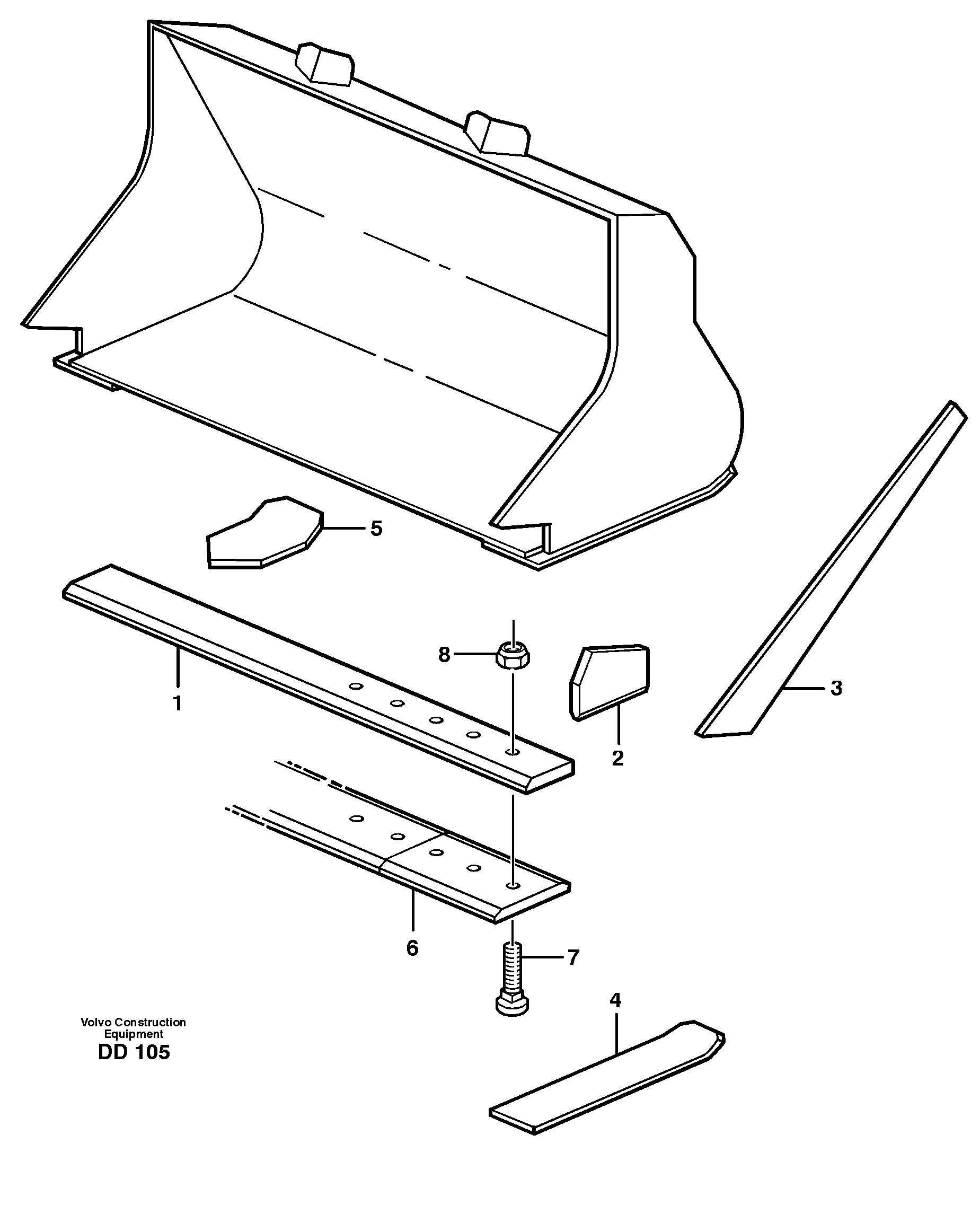 Bucket, straight lip without teeth L70 — volvo parts diagram