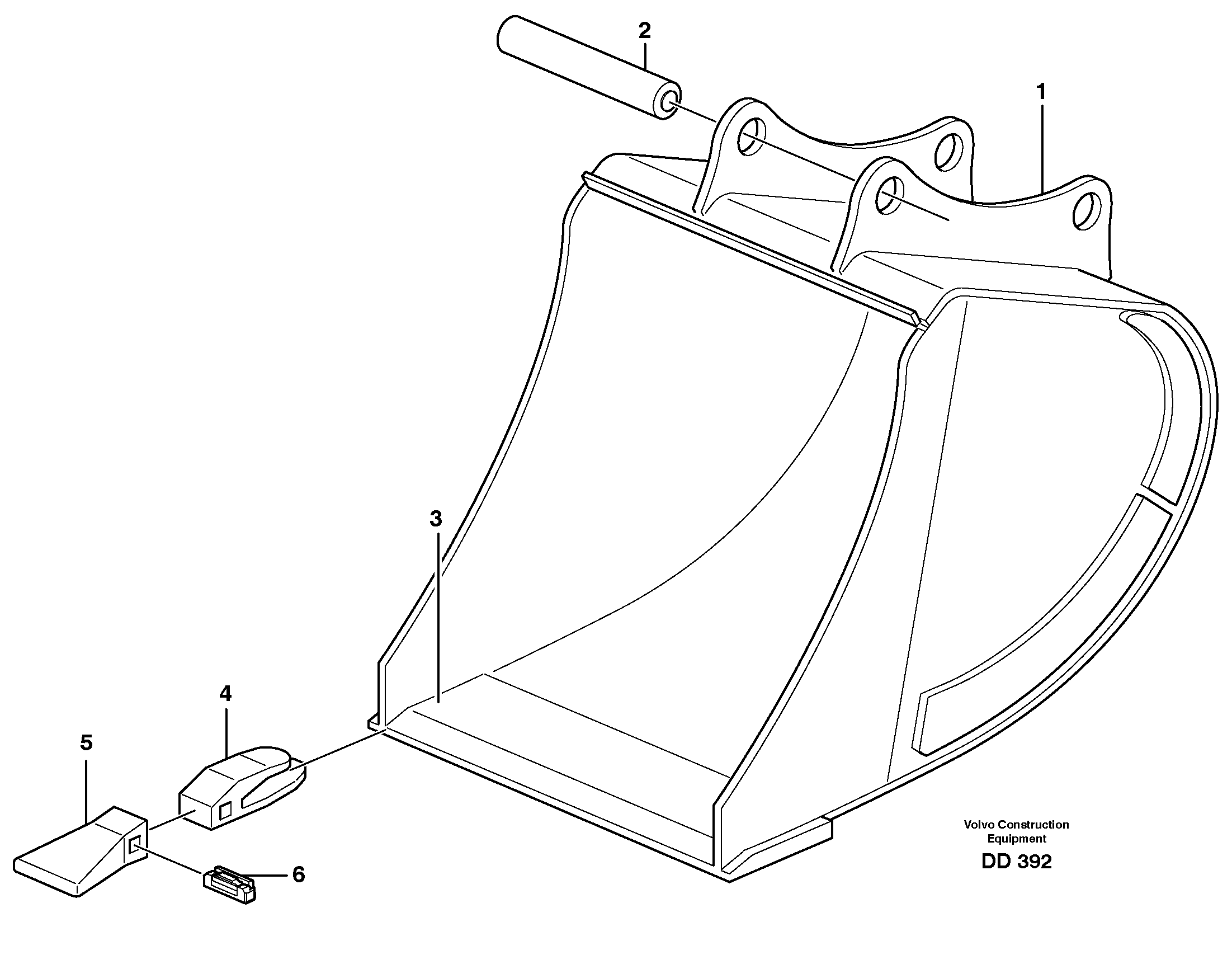 Buckets for Quickfit, S6 Combi Parts 14345642, 14345643, 14346605, 14346606 — volvo parts diagram