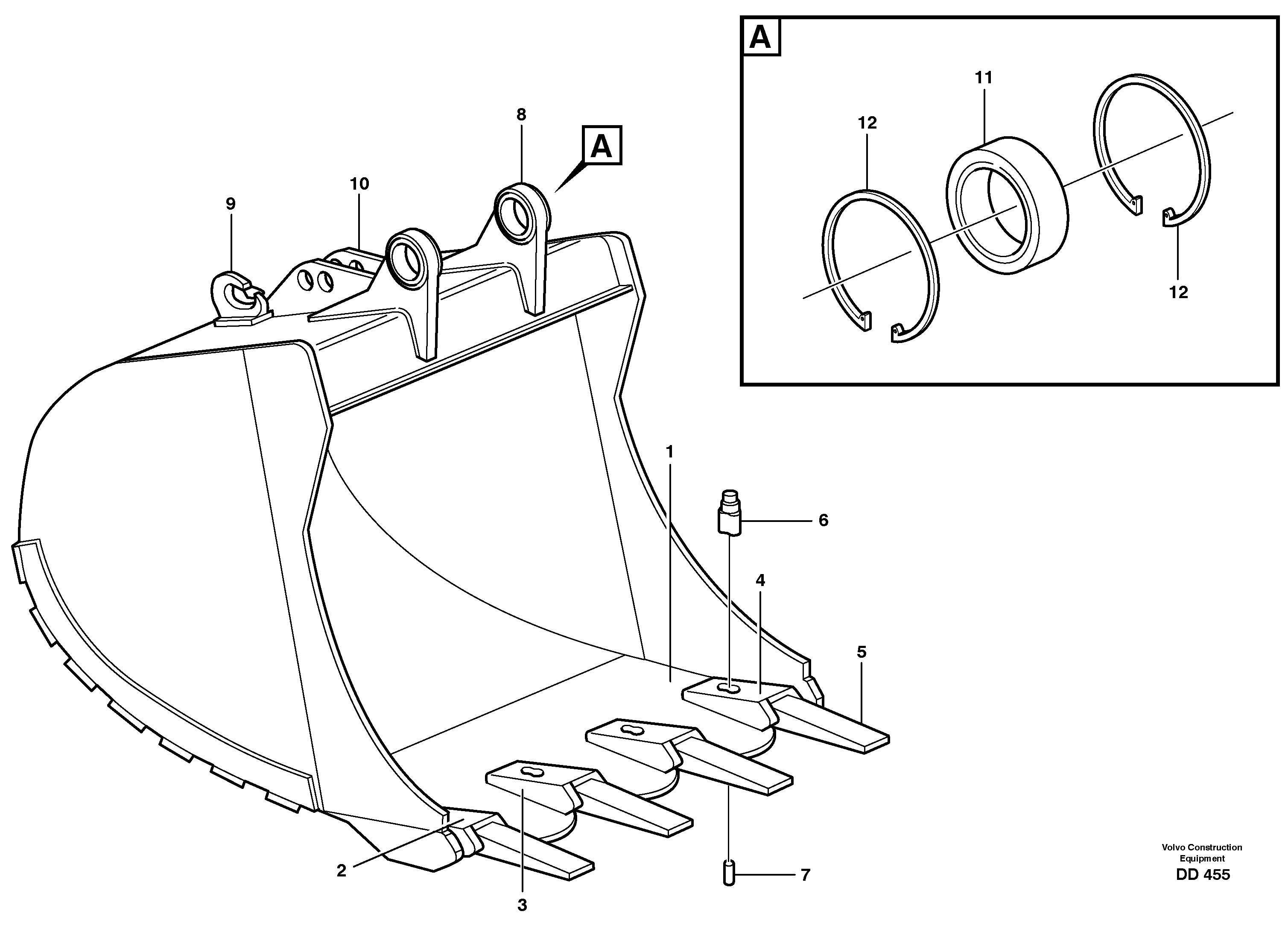 Buckets, direct fitting 14256433, 14256633, 14259195, 14261084, 14261086 — volvo parts diagram