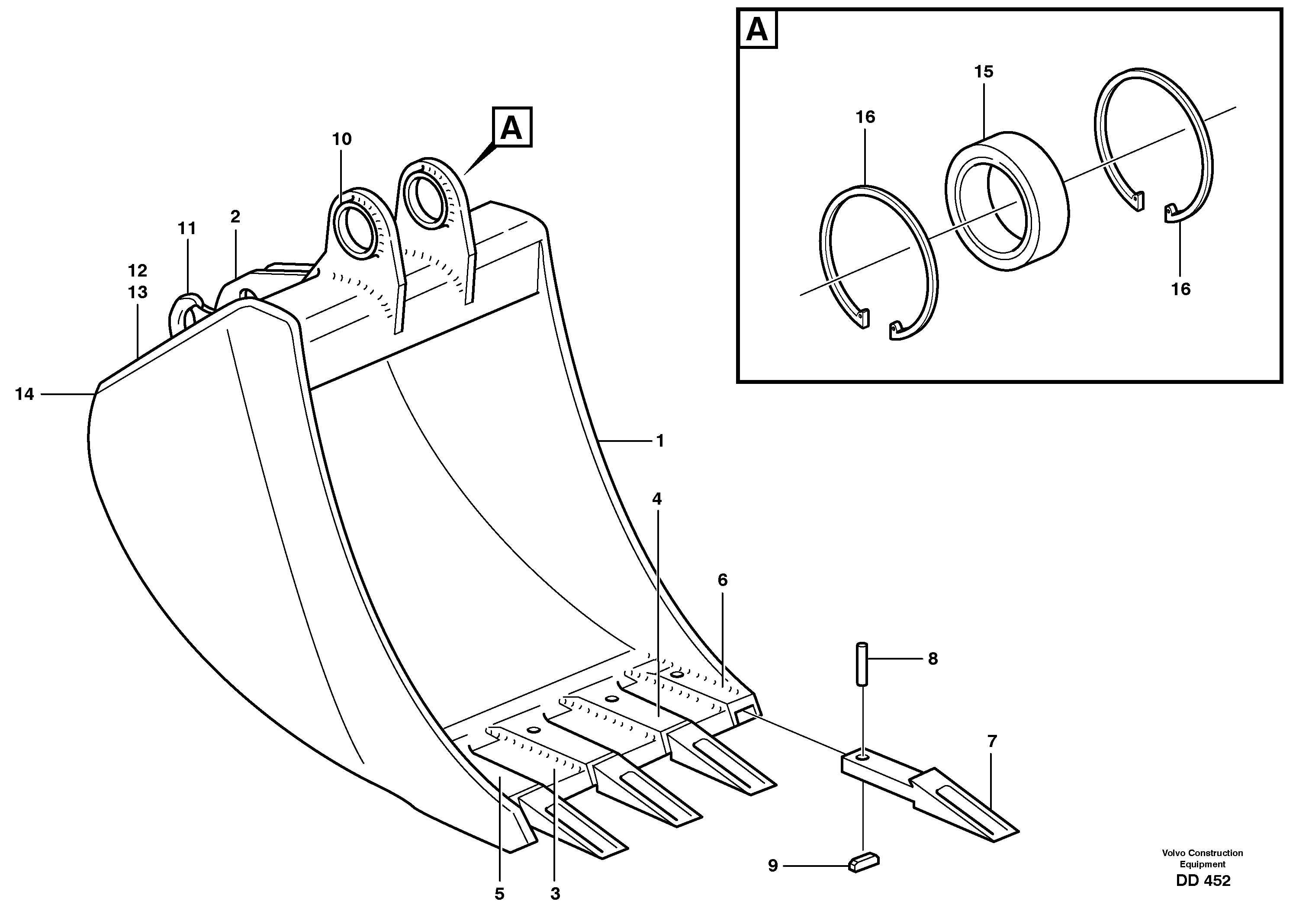 Buckets, direct fitting 14231399, 14231939, 14233954, 14234849, 14235066 — volvo parts diagram
