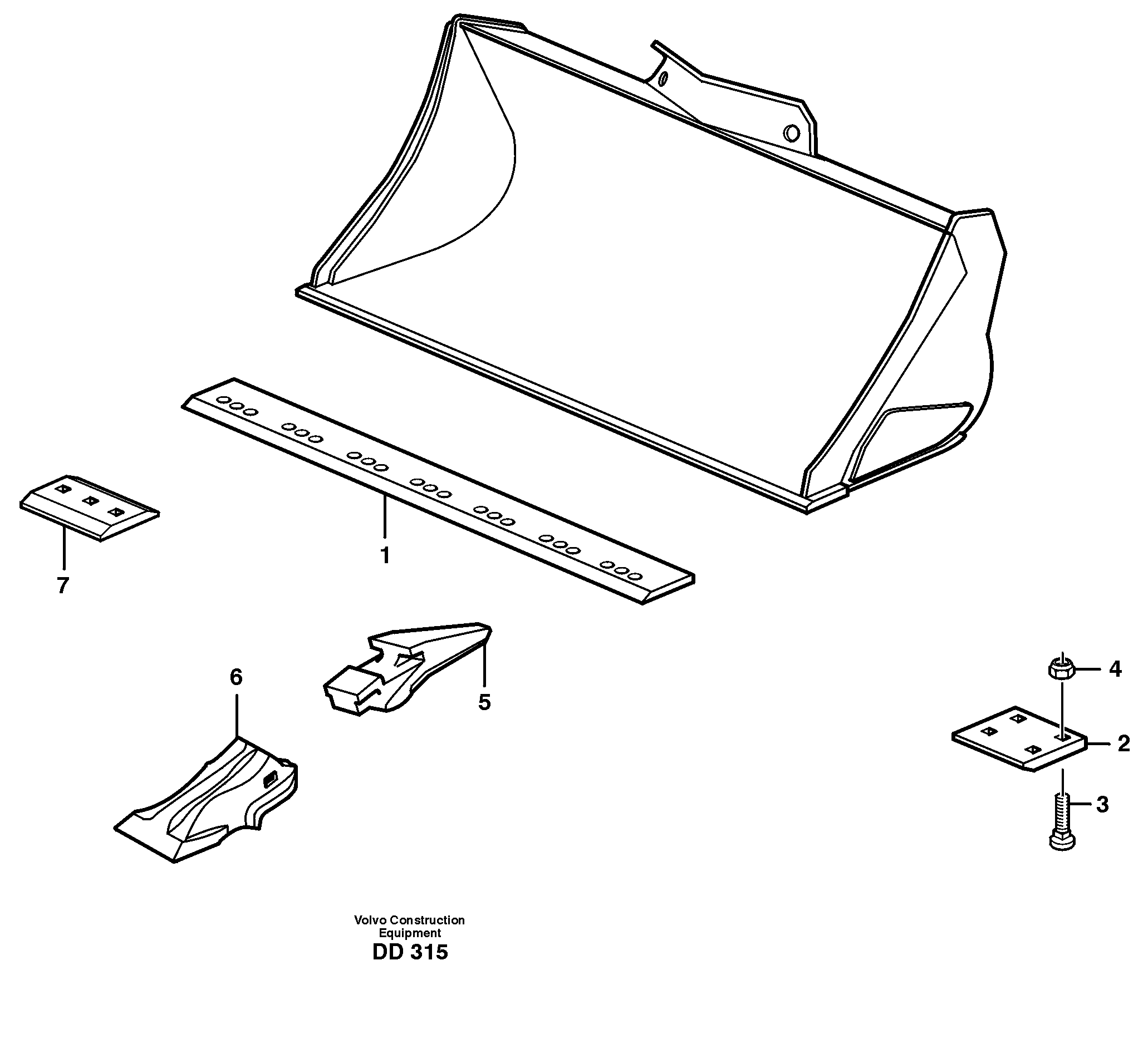 Bucket, straight with teeth L70E — volvo parts diagram