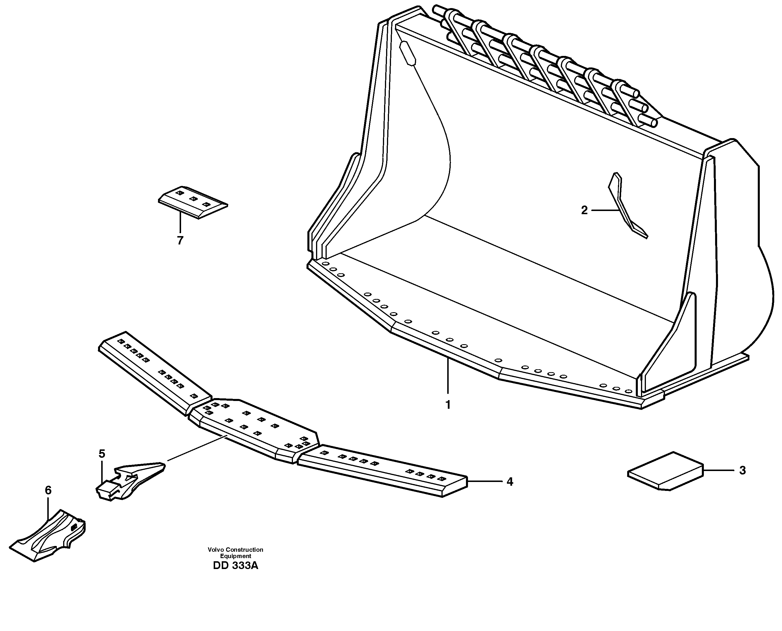 Bucket,spade nose, alt. edge savers or teeth L330C — volvo parts diagram