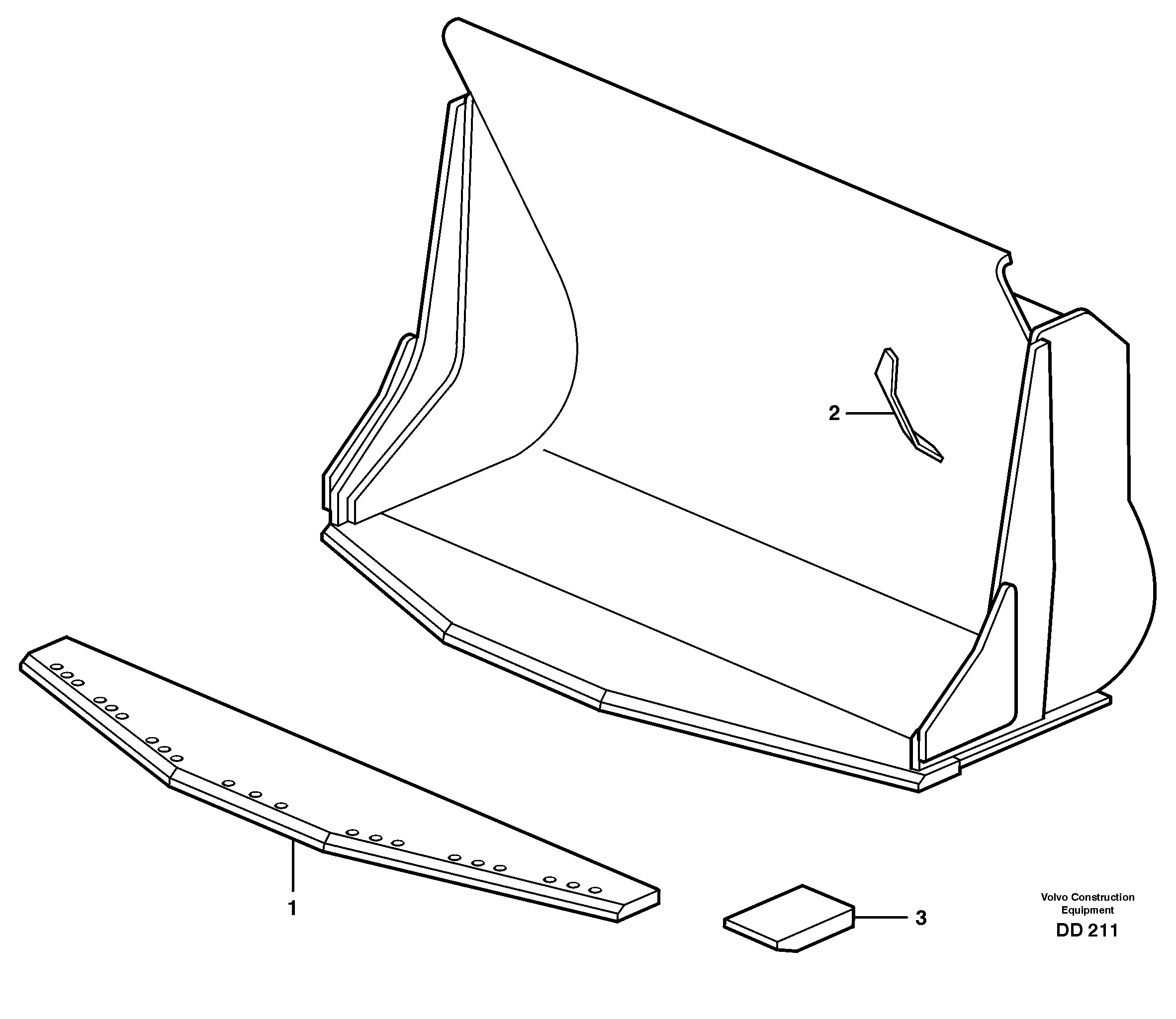 Bucket, truncated vec lip without teeth L330C — volvo parts diagram