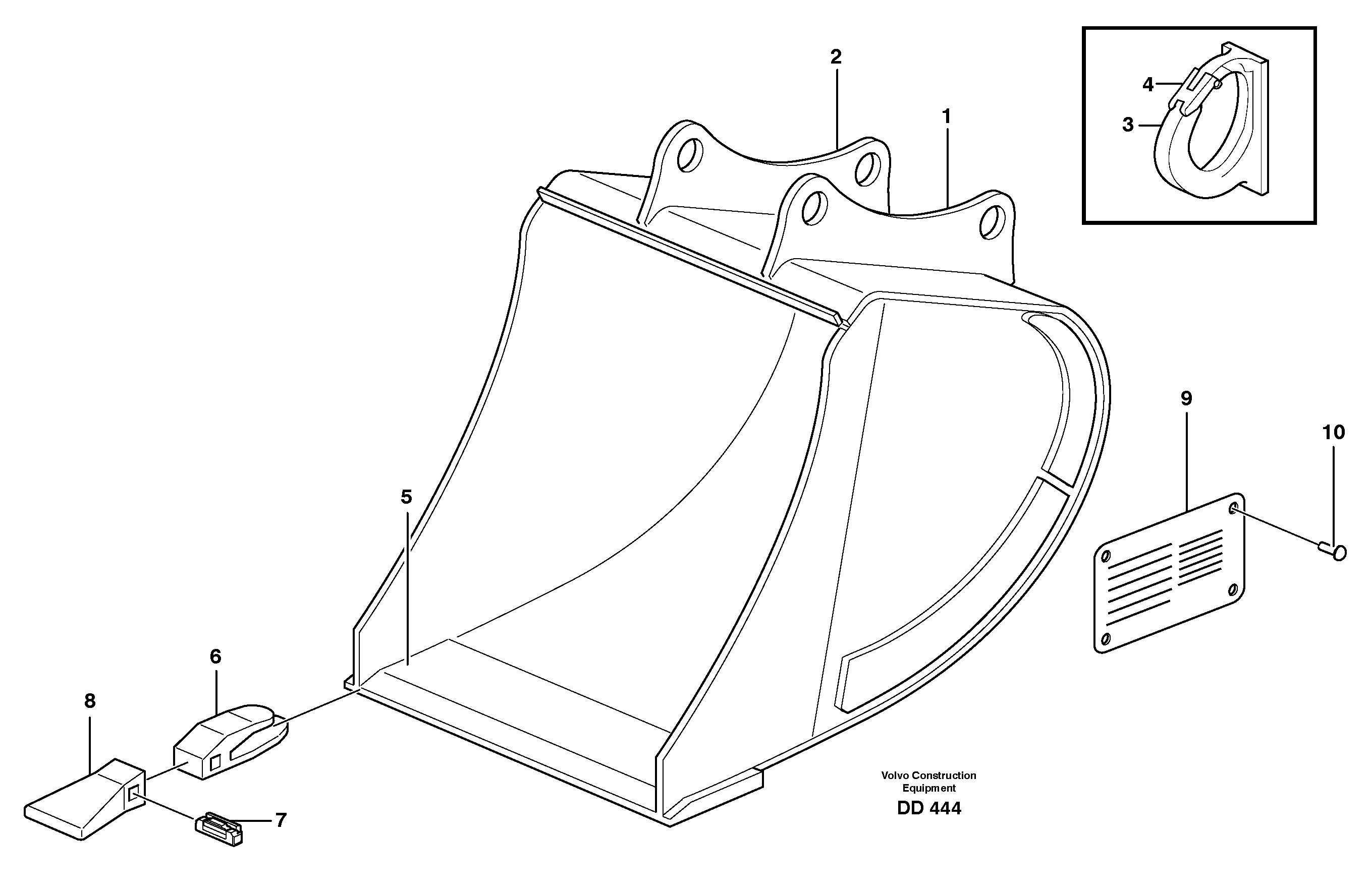 Buckets, direct fitting, Esco Super V 14344132, 14344133, 14344134, 14344135 — volvo parts diagram