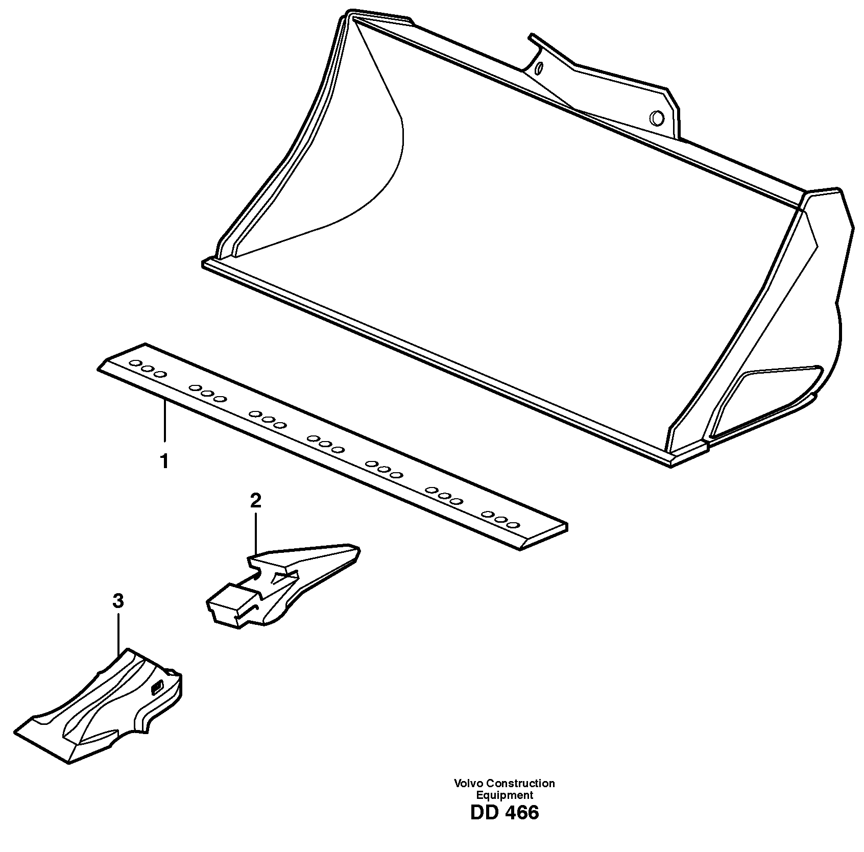 Bucket, straight with teeth L90E — volvo parts diagram
