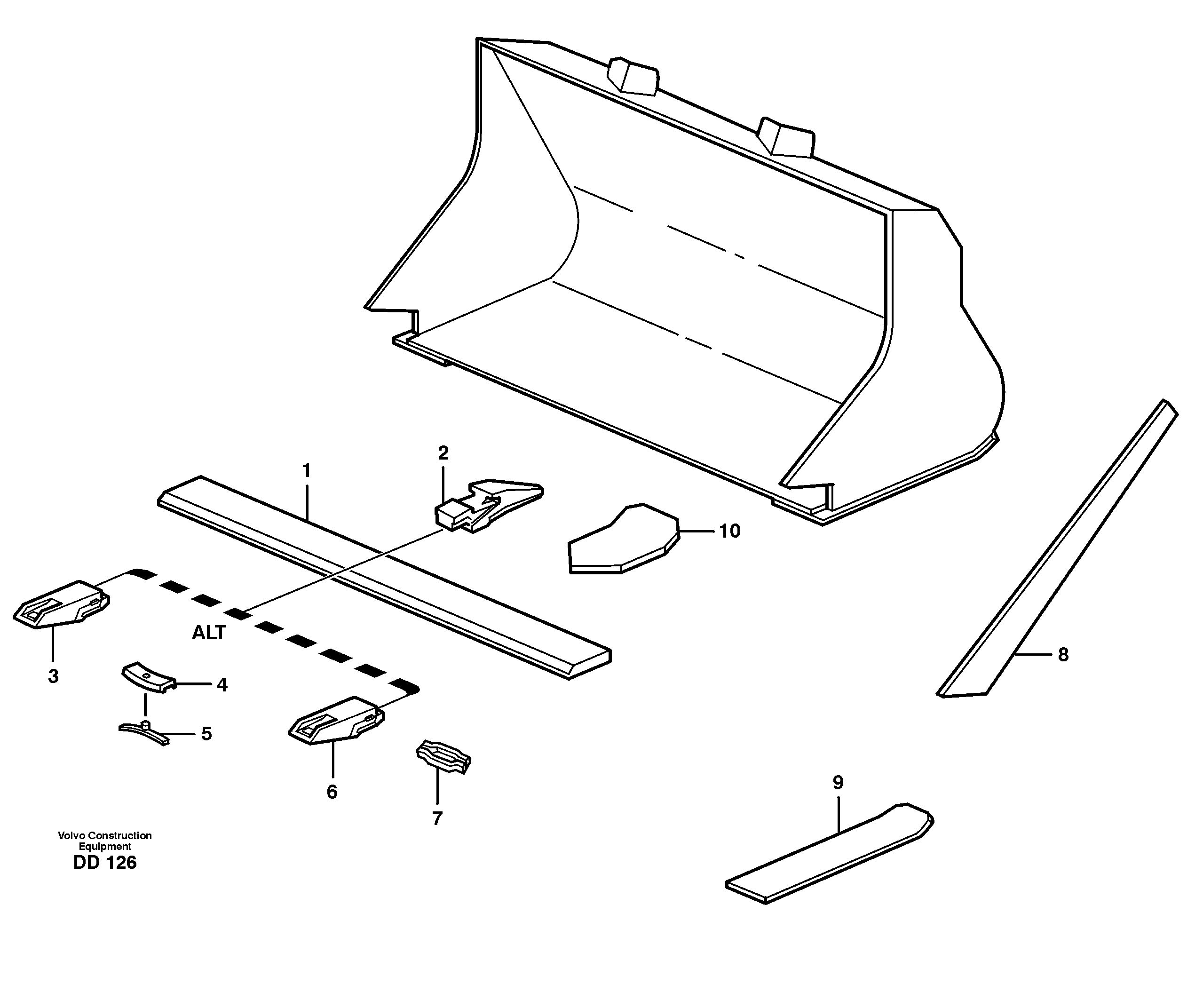 Bucket, straight with teeth L150 — volvo parts diagram
