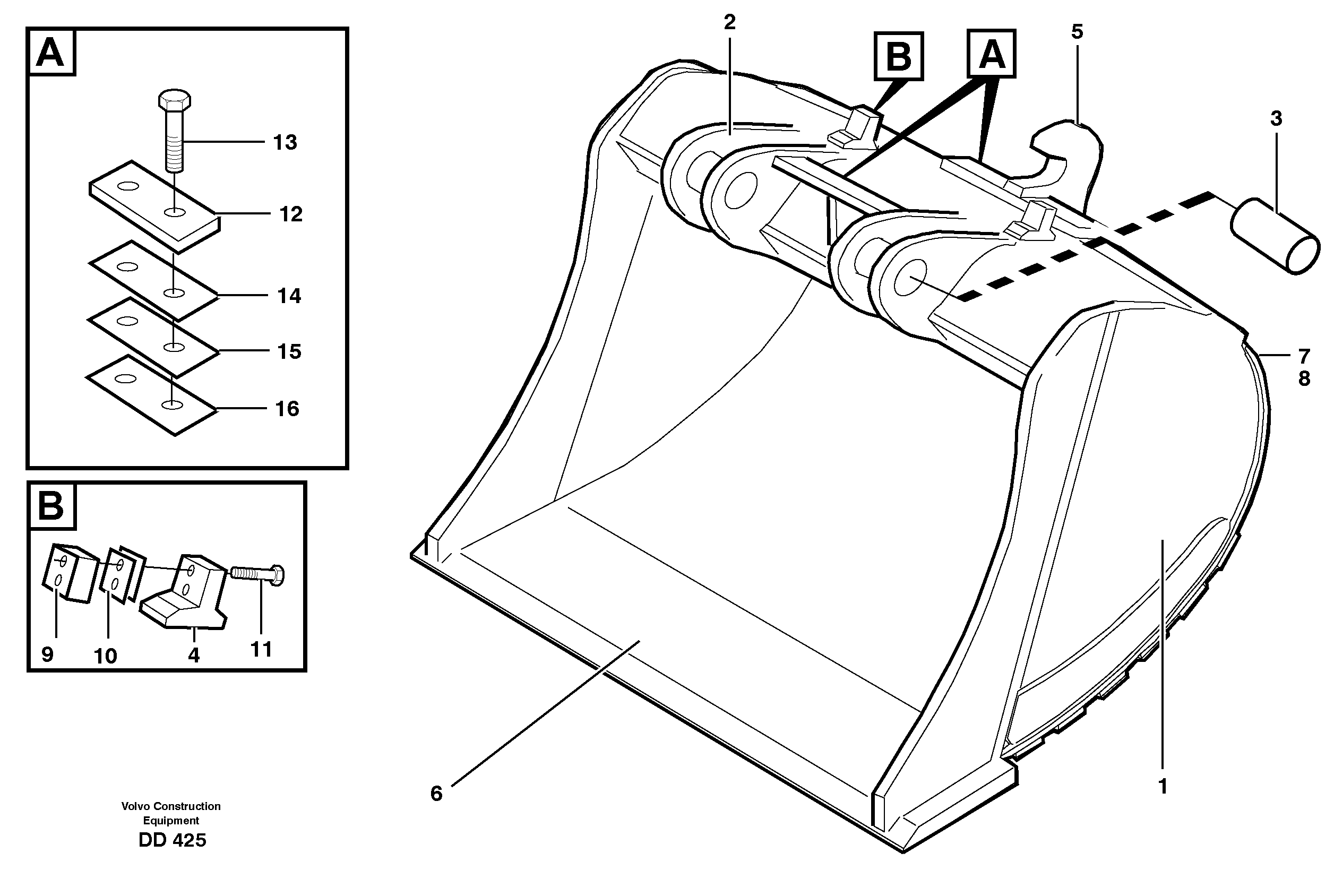 Buckets for quickfit, S3 14343260, 14343263, 14343264, 14343293, 14343294 — volvo parts diagram