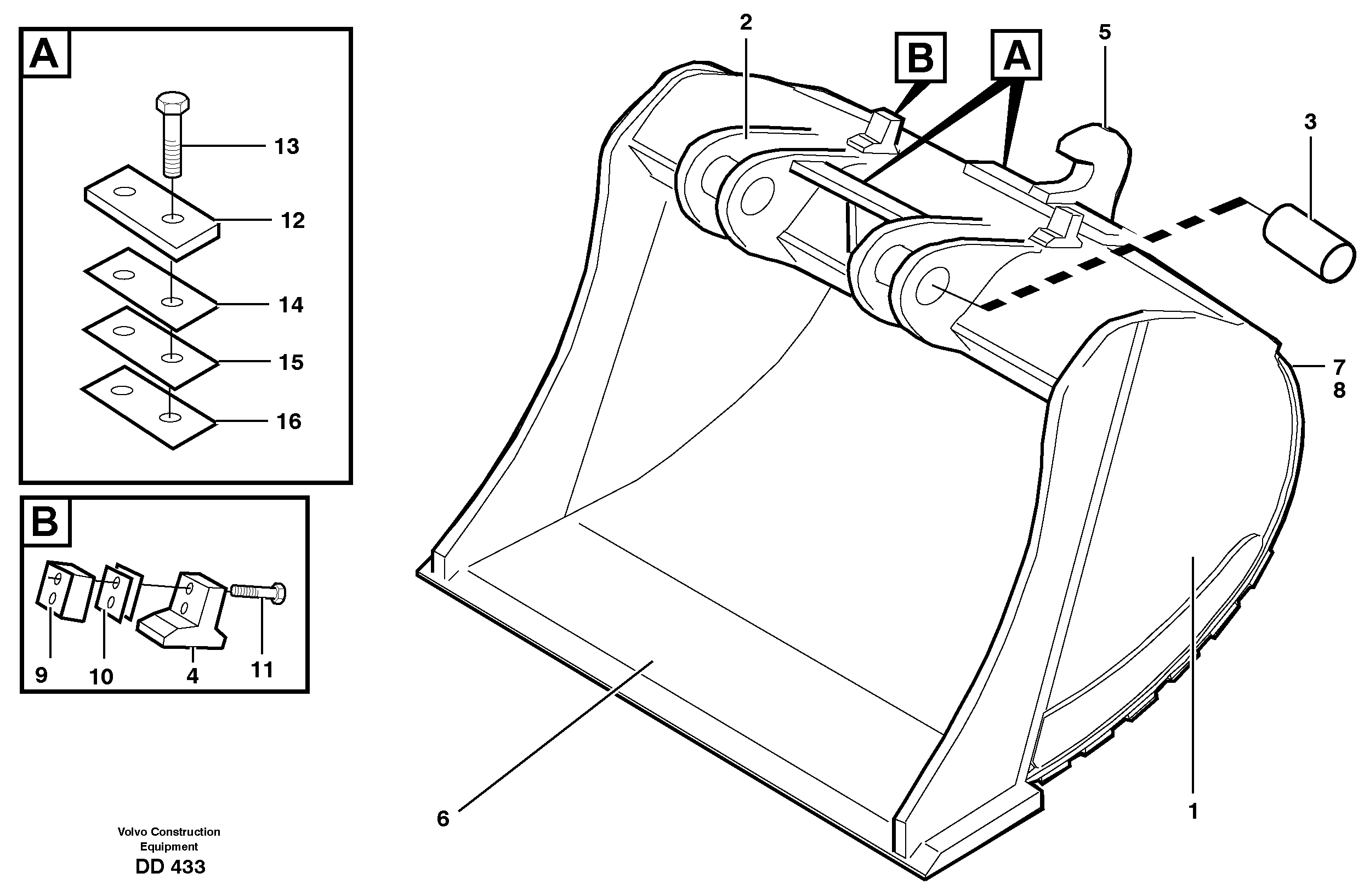 Buckets for quickfit, S1 - S2 14343979, 14343984, 14343988, 14343993 — volvo parts diagram