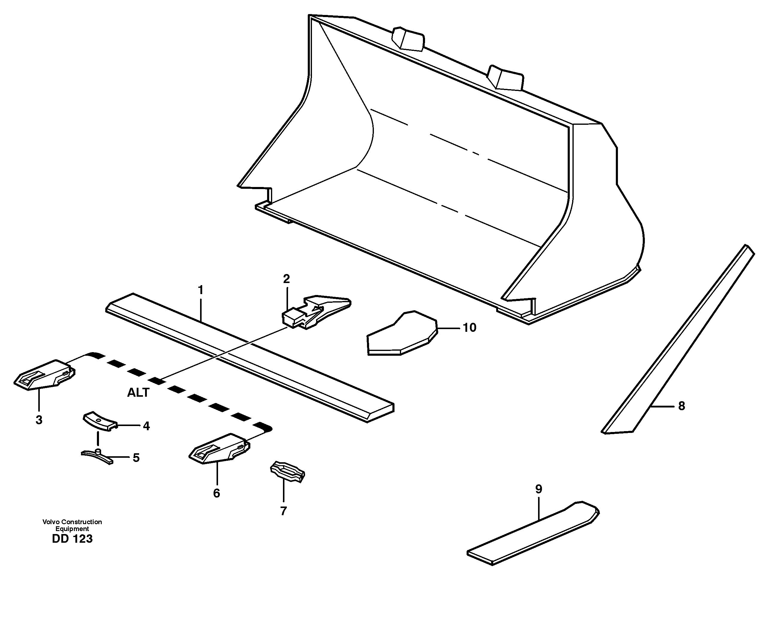 Bucket, straight with teeth L120, L120B — volvo parts diagram