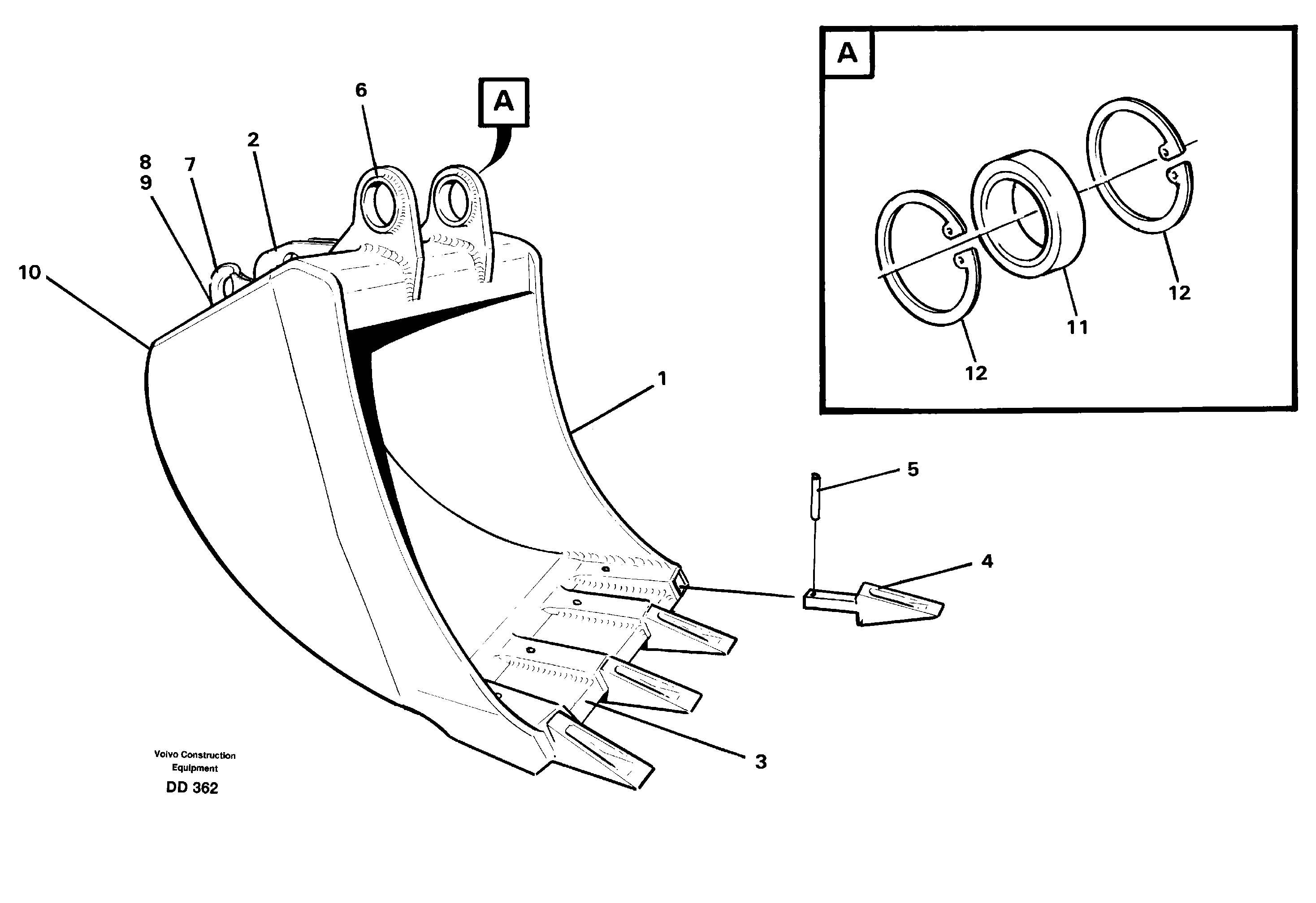 Buckets, direct fitting 14235380, 14236550, 14239729, 14239731, 14239733 — volvo parts diagram