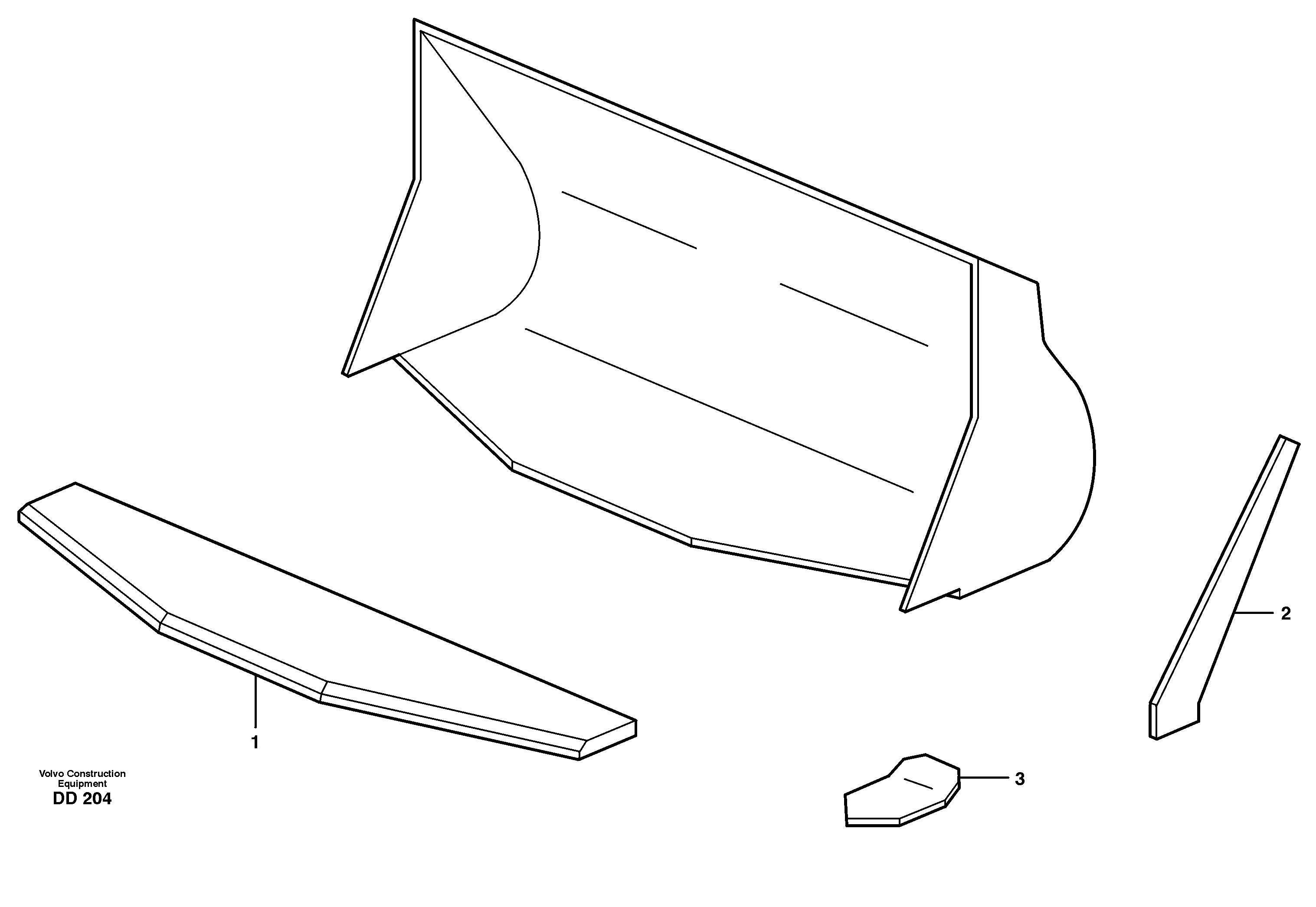 Bucket, truncated vec lip without teeth L90, L90B — volvo parts diagram