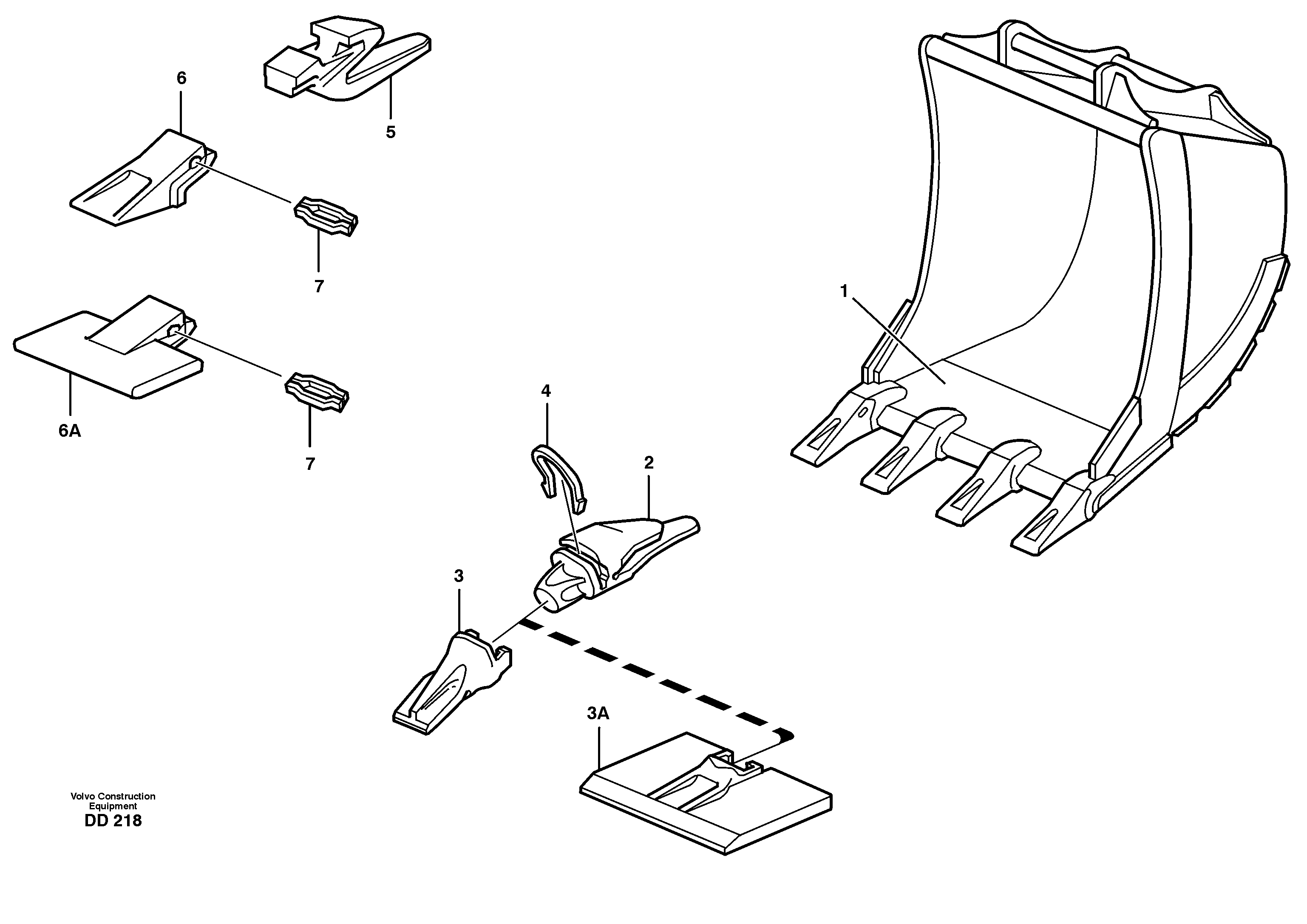Excavator bucket EL70, EL70C — volvo parts diagram
