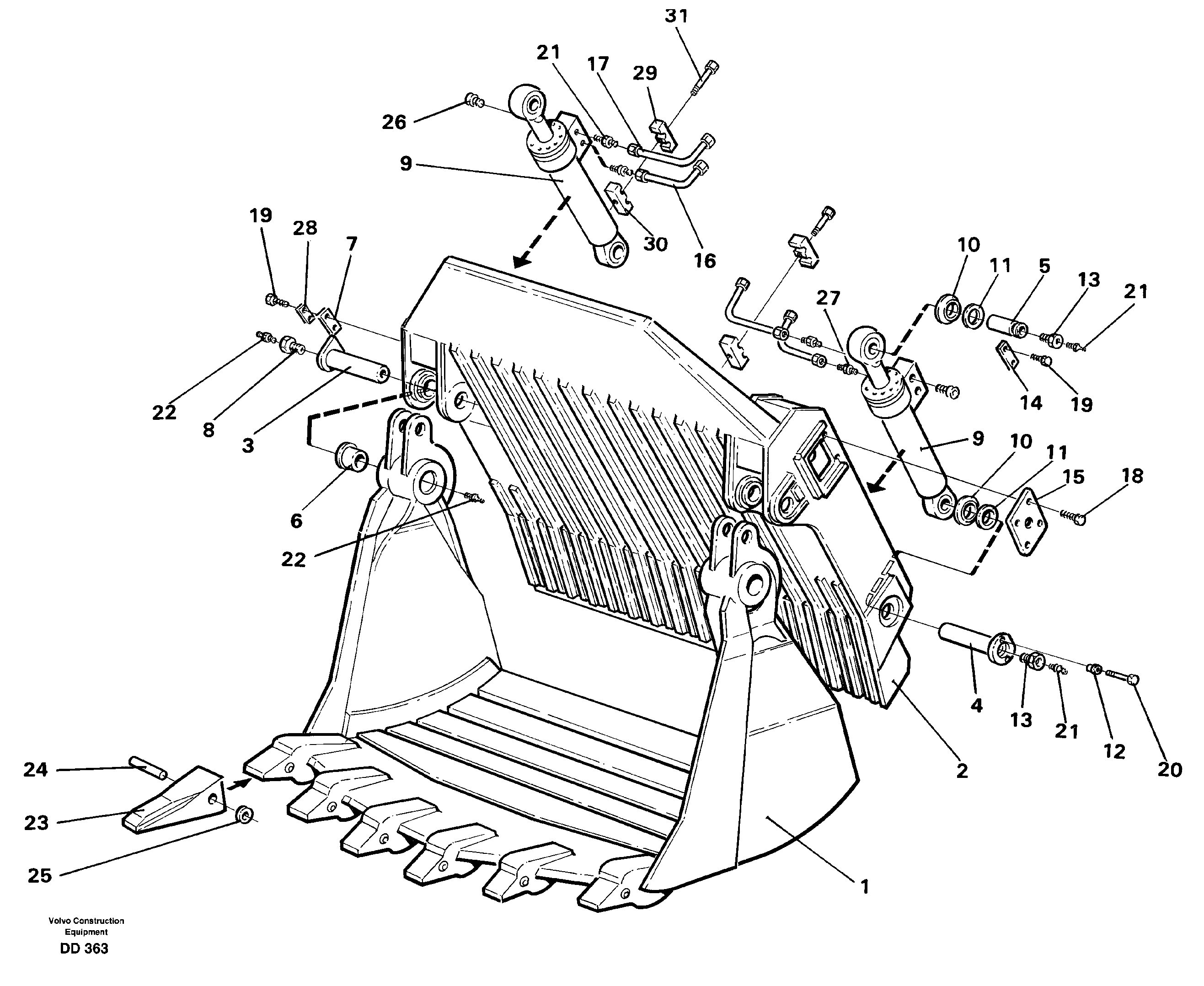 Visor bucket, front shovel equipment — volvo parts diagram