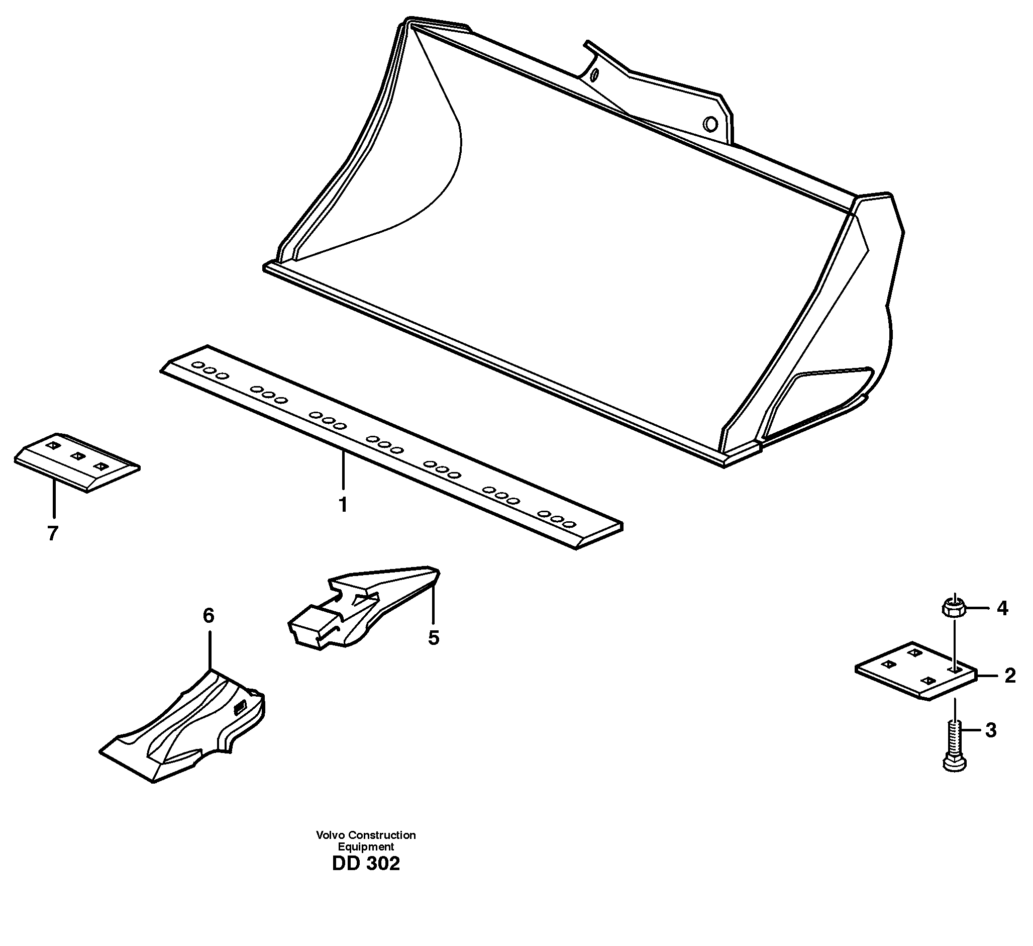 Bucket, straight with teeth L110E — volvo parts diagram
