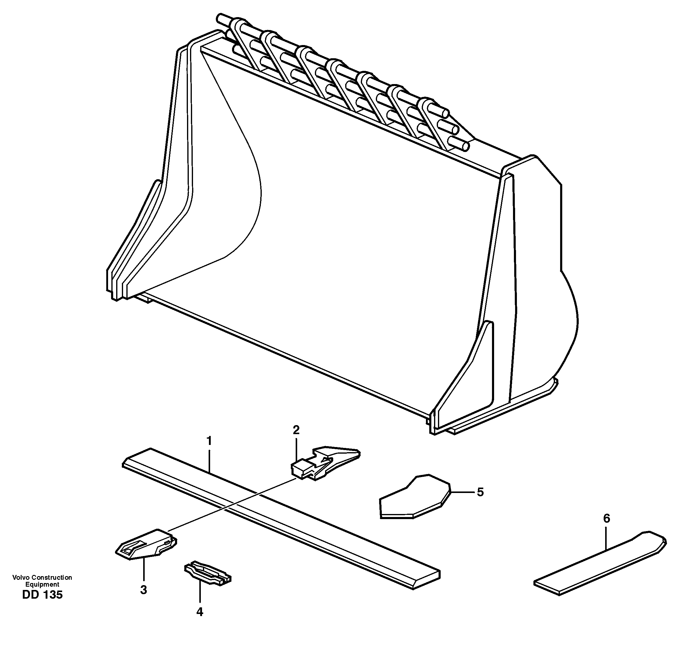 Bucket, straight with teeth L180, L180C — volvo parts diagram